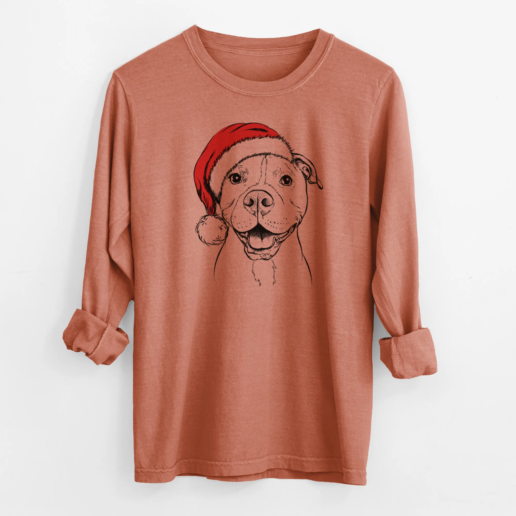 Santa Roscoe the Pitbull - Men's Heavyweight 100% Cotton Long Sleeve - Image 13