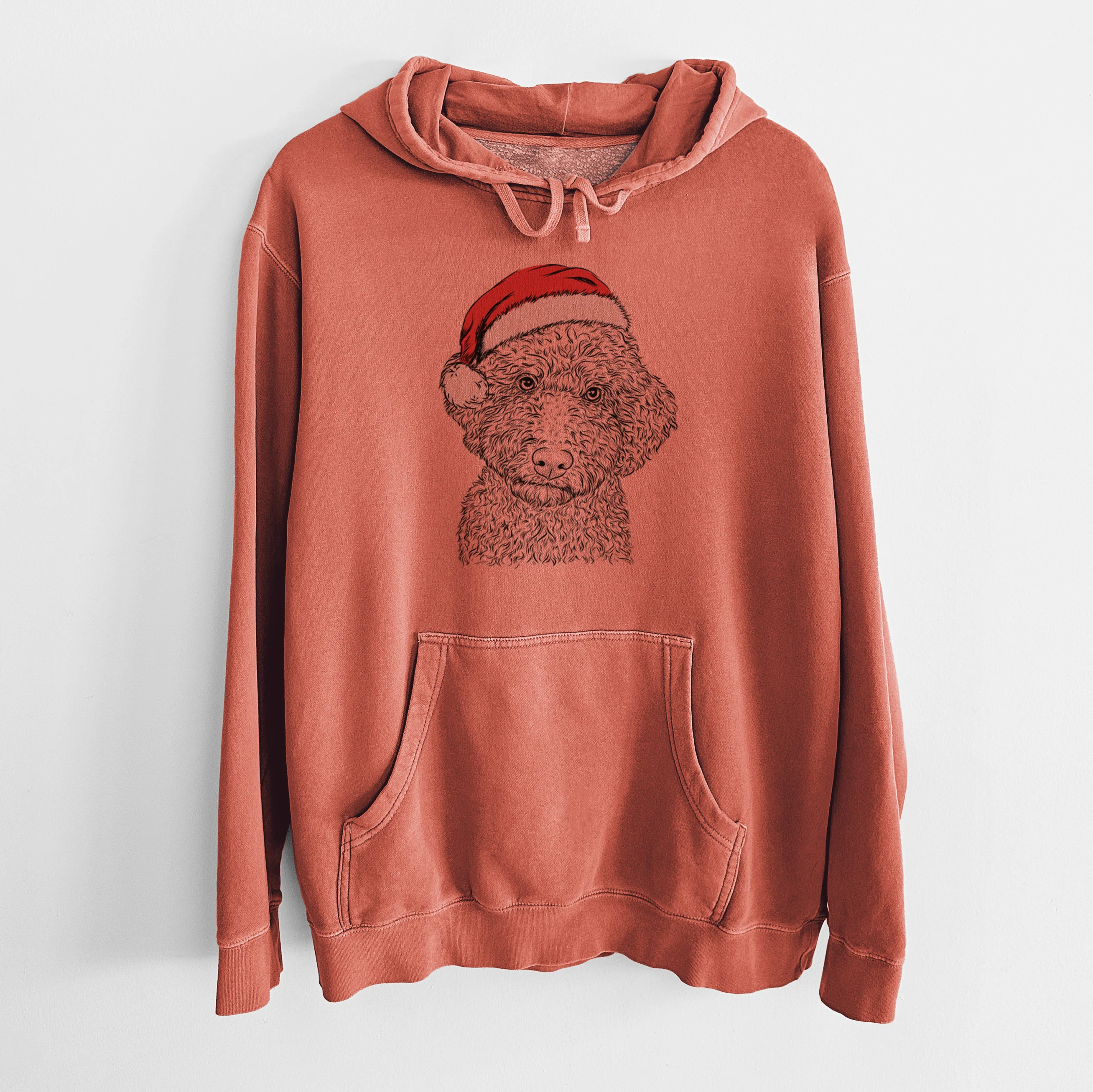 Santa Hat Ross the Lagotto Romagnolo - Unisex Pigment Dyed Hoodie - Image 9