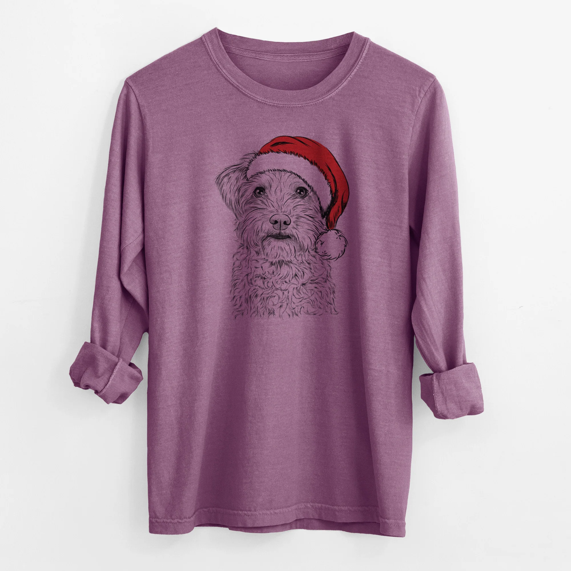 Santa Rudy the Schnoodle - Men's Heavyweight 100% Cotton Long Sleeve - Image 10