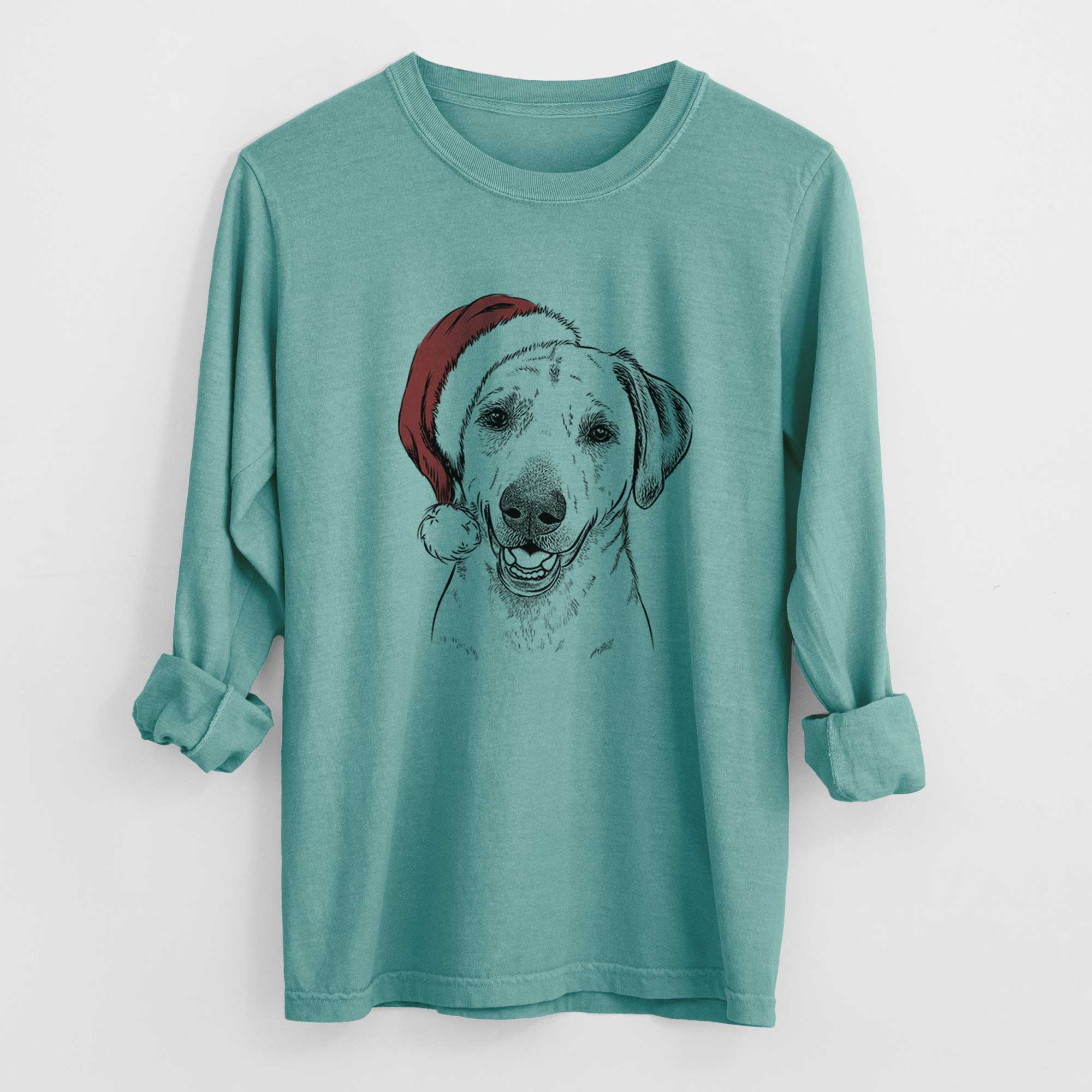 Santa Rusty the Labrador Retriever - Men's Heavyweight 100% Cotton Long Sleeve - Image 9