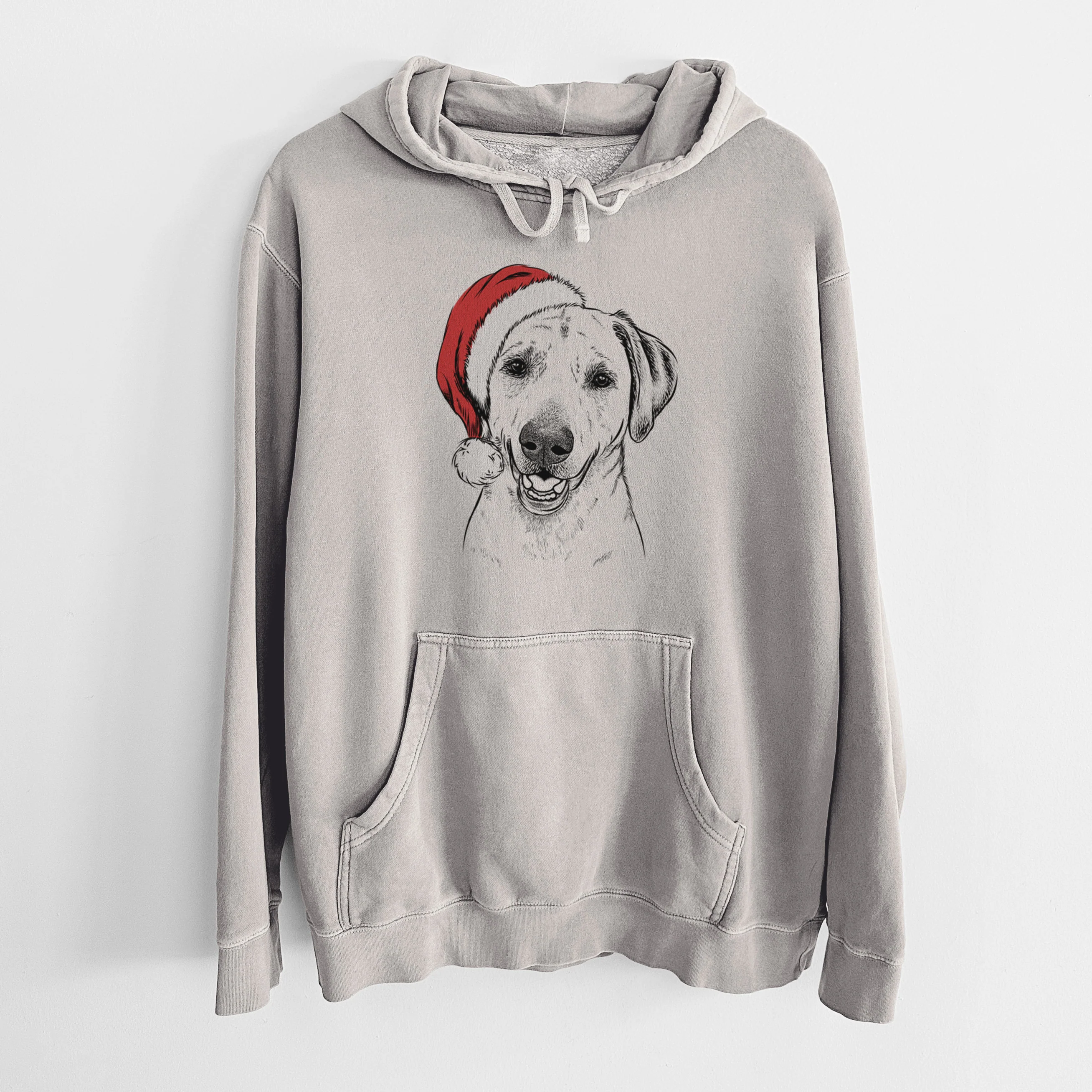 Santa Hat Rusty the Labrador Retriever - Unisex Pigment Dyed Hoodie - Image 5