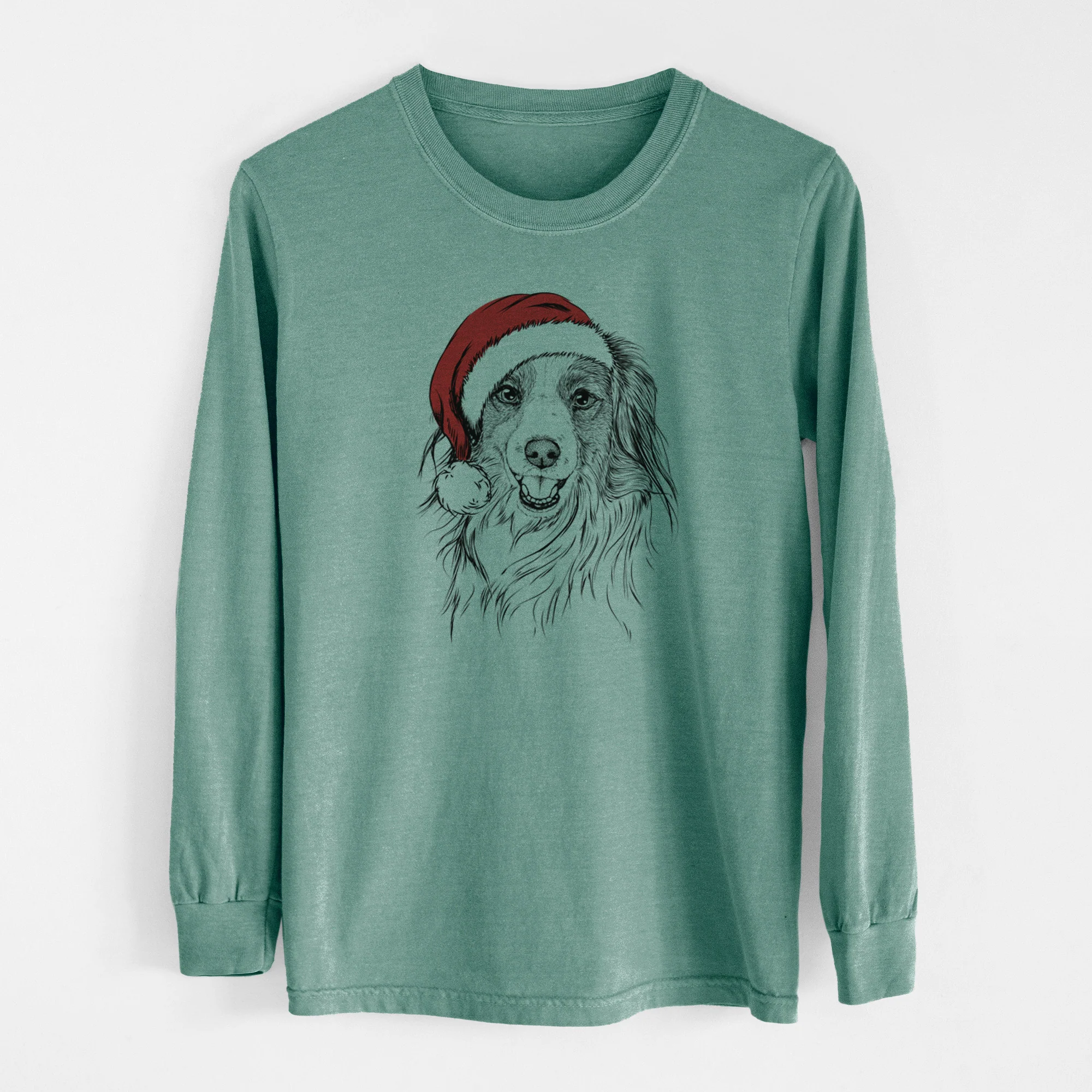 Santa Rutger the Nederlandse Kooikerhondje - Men's Heavyweight 100% Cotton Long Sleeve - Image 12