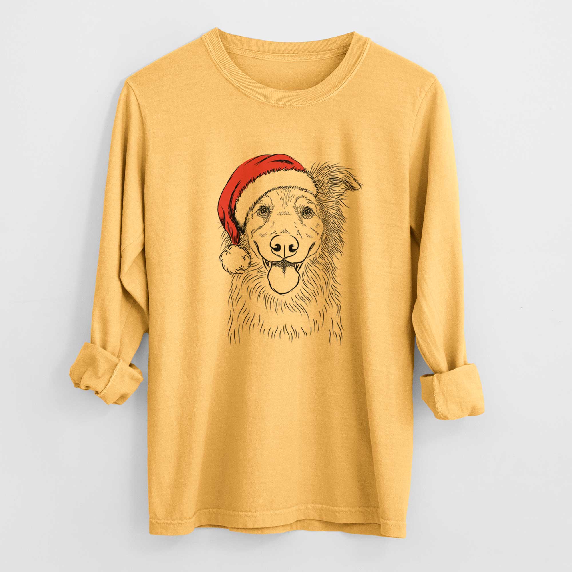 Santa Ruxtin the Mixed Breed - Men's Heavyweight 100% Cotton Long Sleeve - Image 3