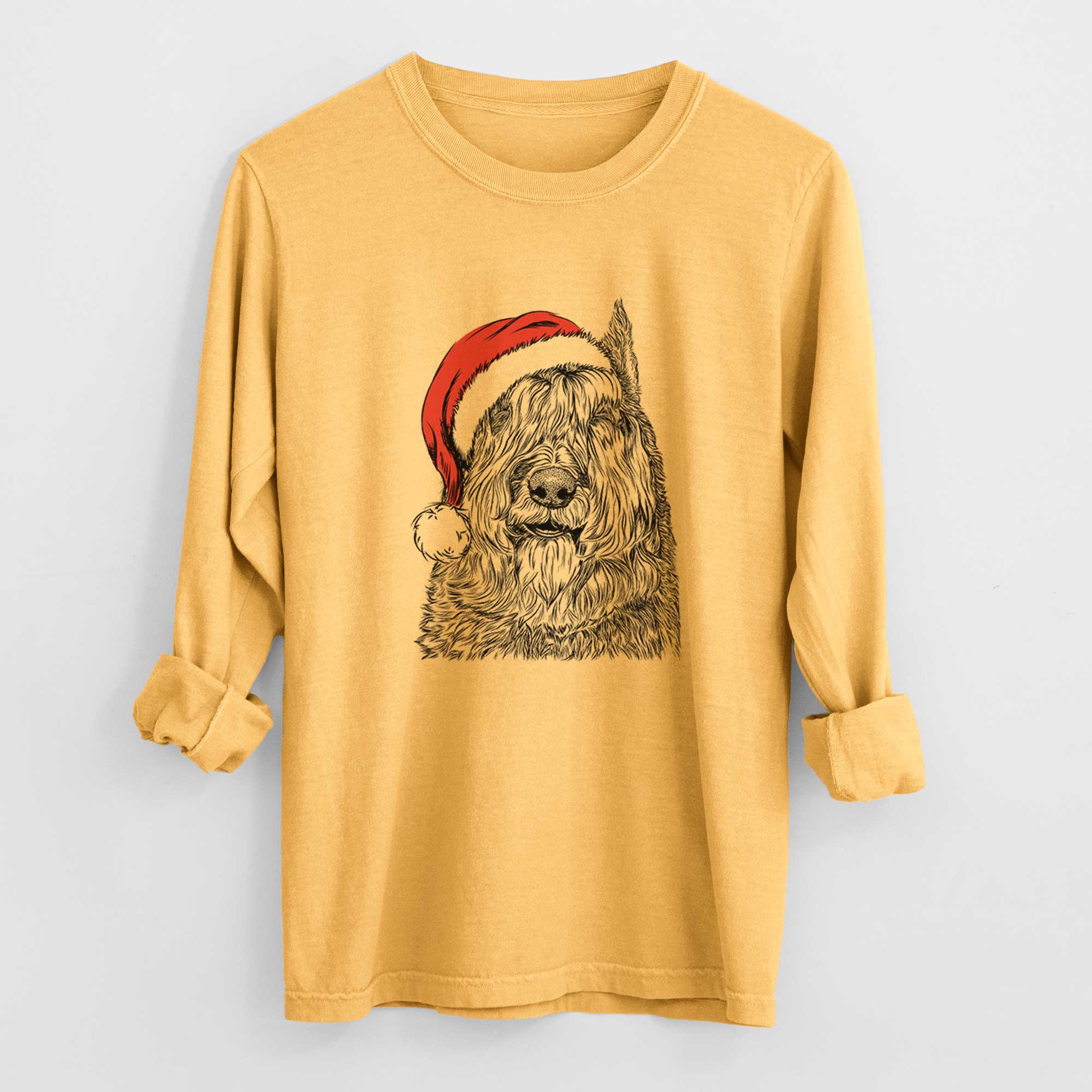 Santa Sabre the Bouvier Des Flandres - Men's Heavyweight 100% Cotton Long Sleeve - Image 3