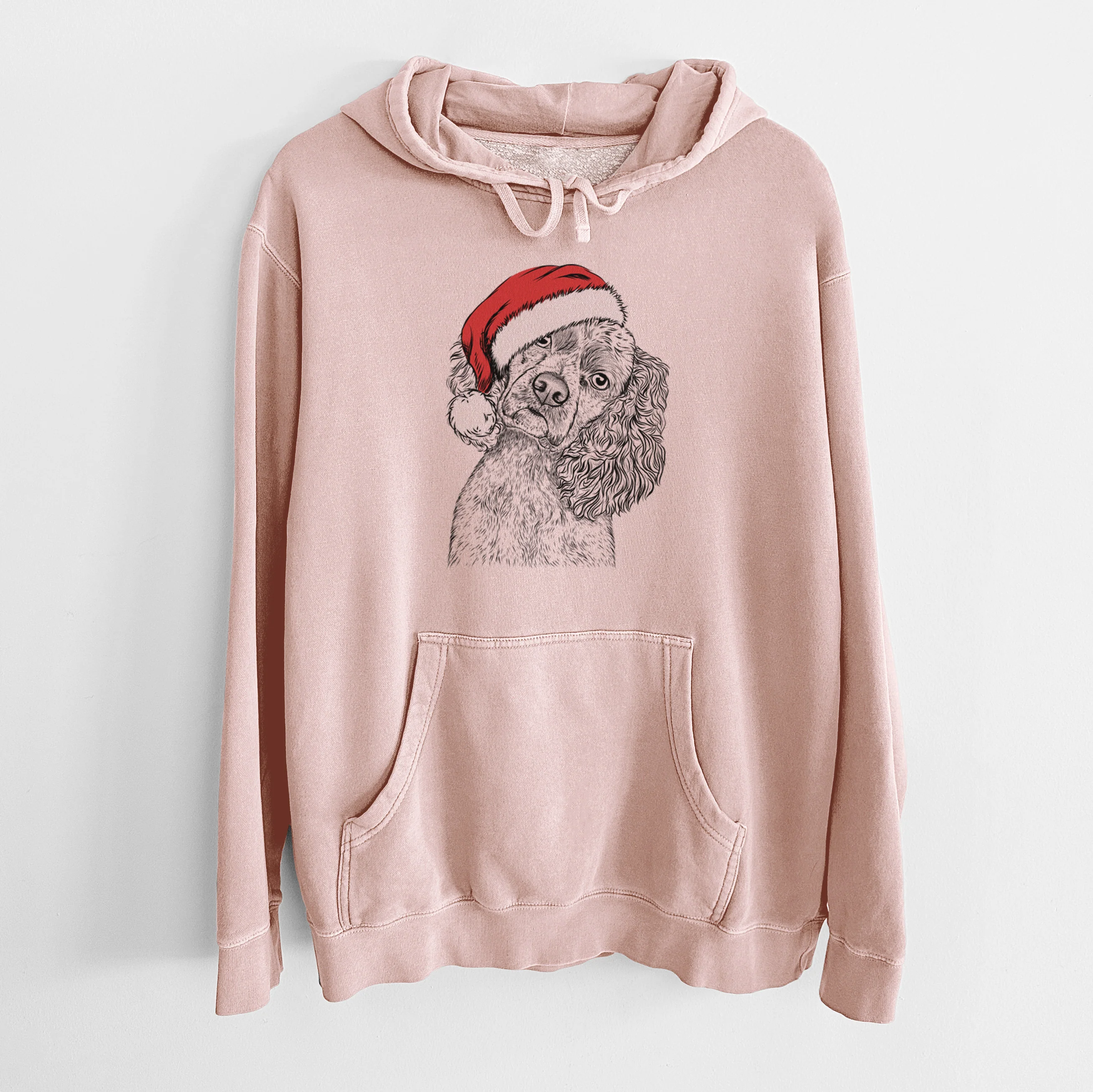 Santa Hat Sadie the Cocker Spaniel - Unisex Pigment Dyed Hoodie - Image 6