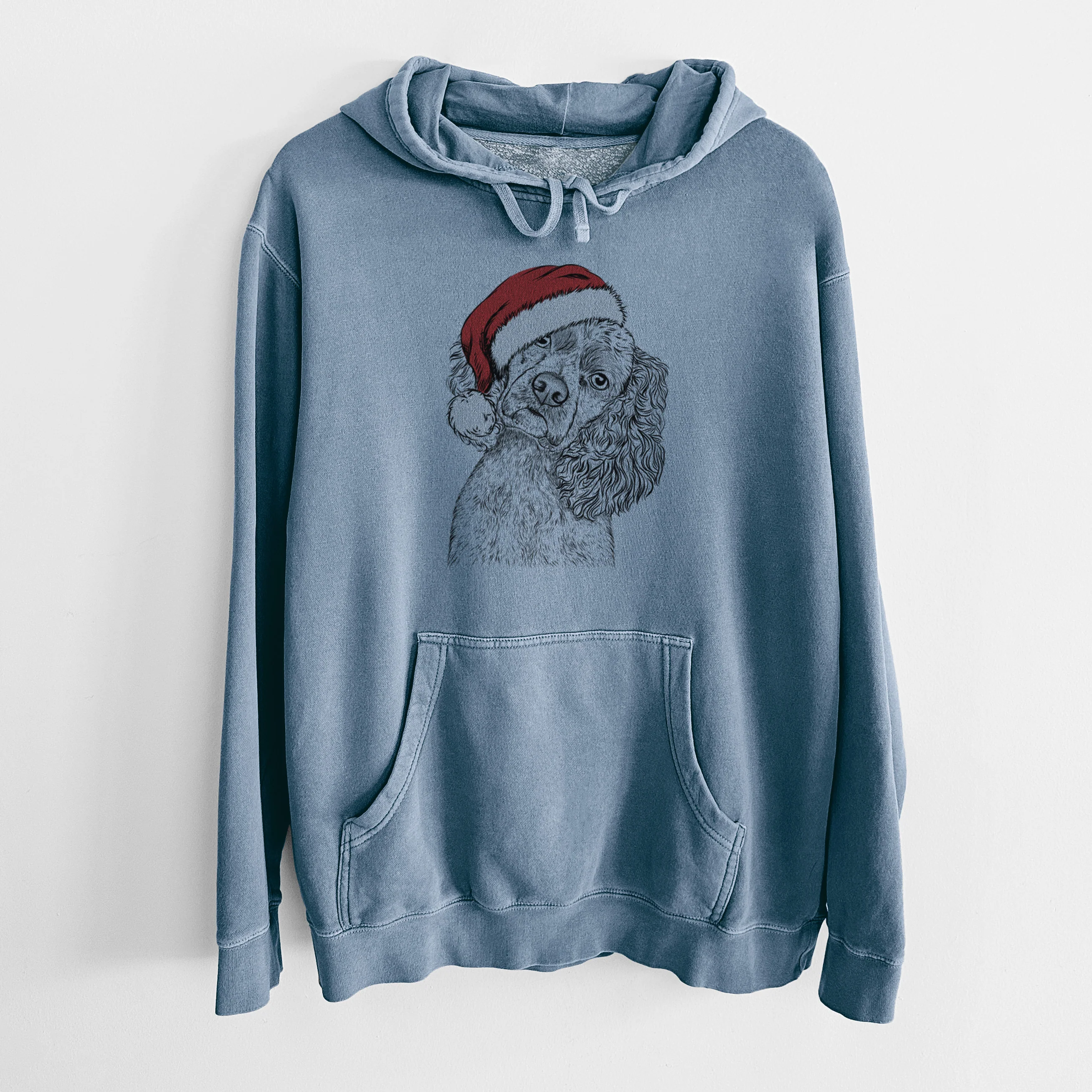 Santa Hat Sadie the Cocker Spaniel - Unisex Pigment Dyed Hoodie - Image 7