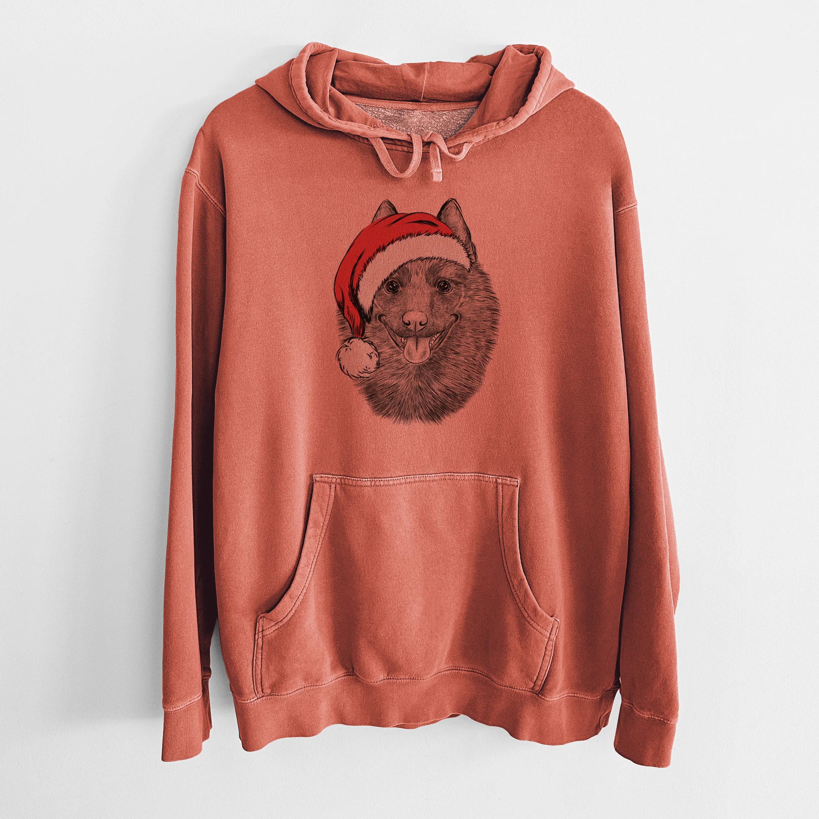 Santa Hat Sander the Schipperke - Unisex Pigment Dyed Hoodie - Image 9