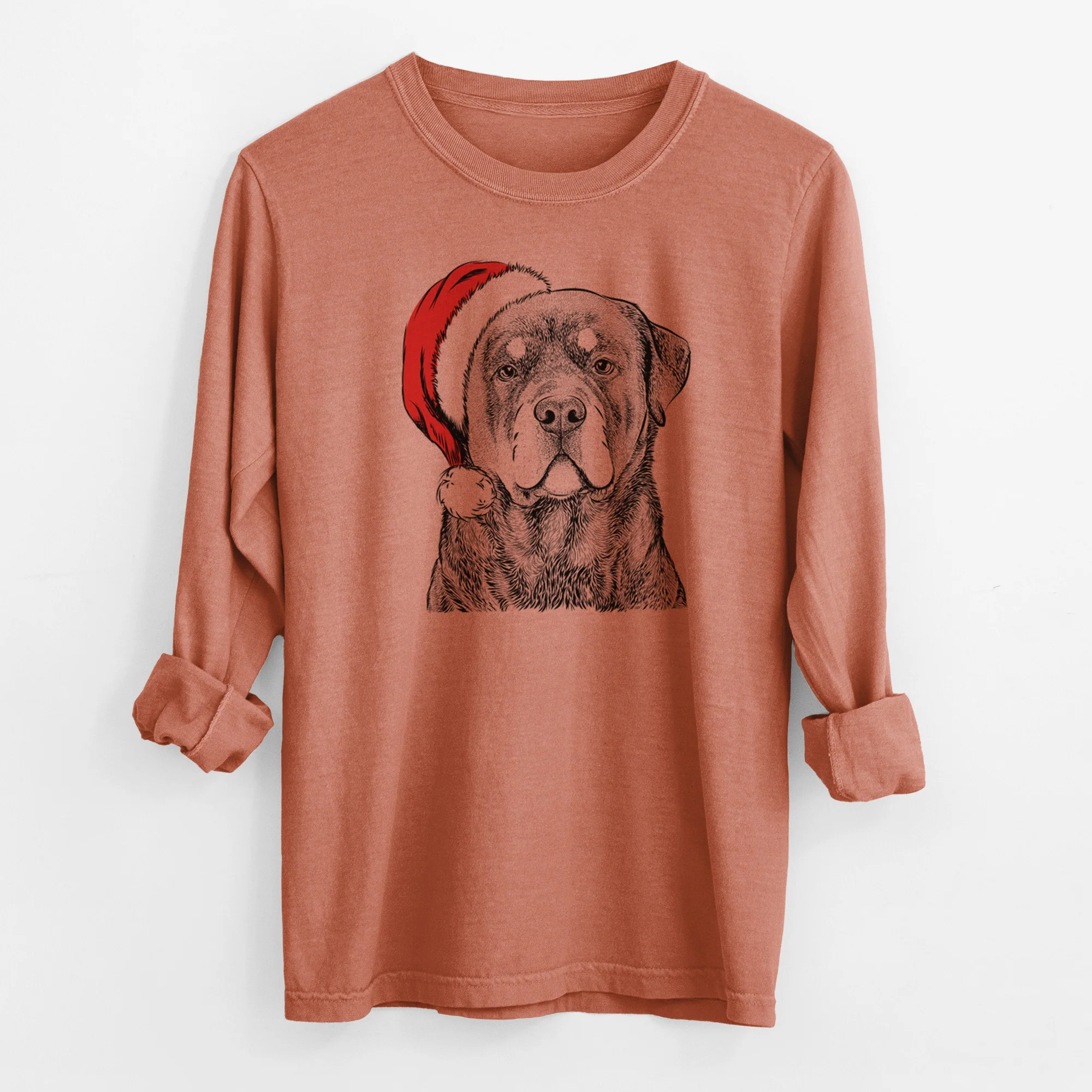 Santa Sarge the Rottweiler - Men's Heavyweight 100% Cotton Long Sleeve - Image 13