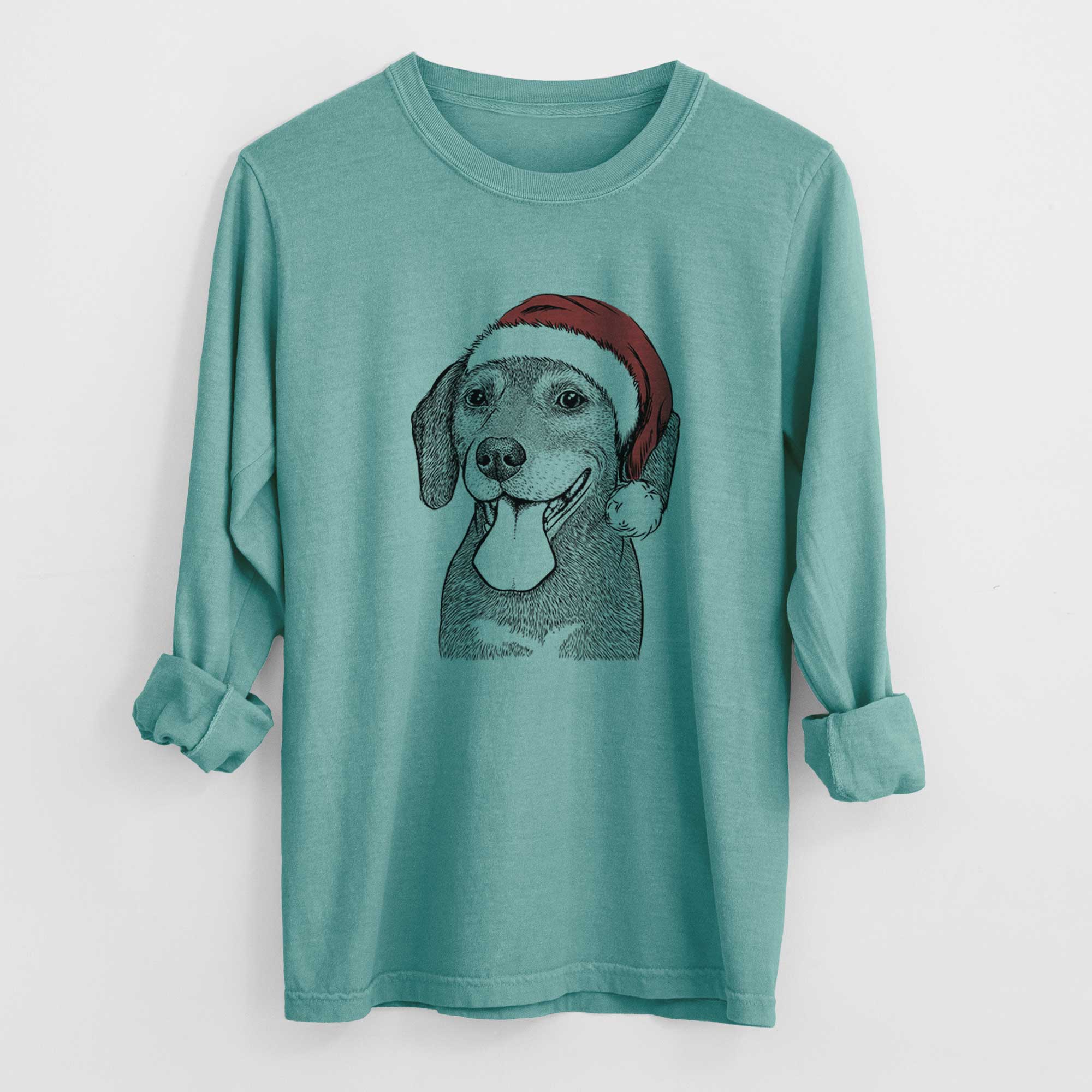 Santa Scarlett the Beagle - Men's Heavyweight 100% Cotton Long Sleeve - Image 9