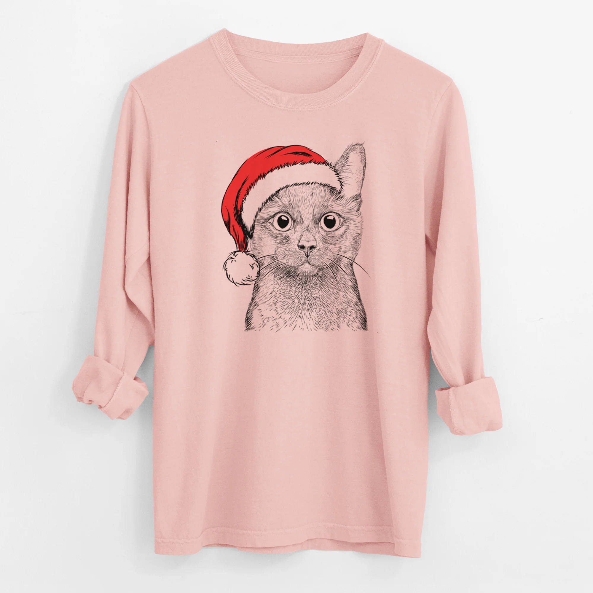 Santa Shadow the Black Cat - Men's Heavyweight 100% Cotton Long Sleeve - Image 11