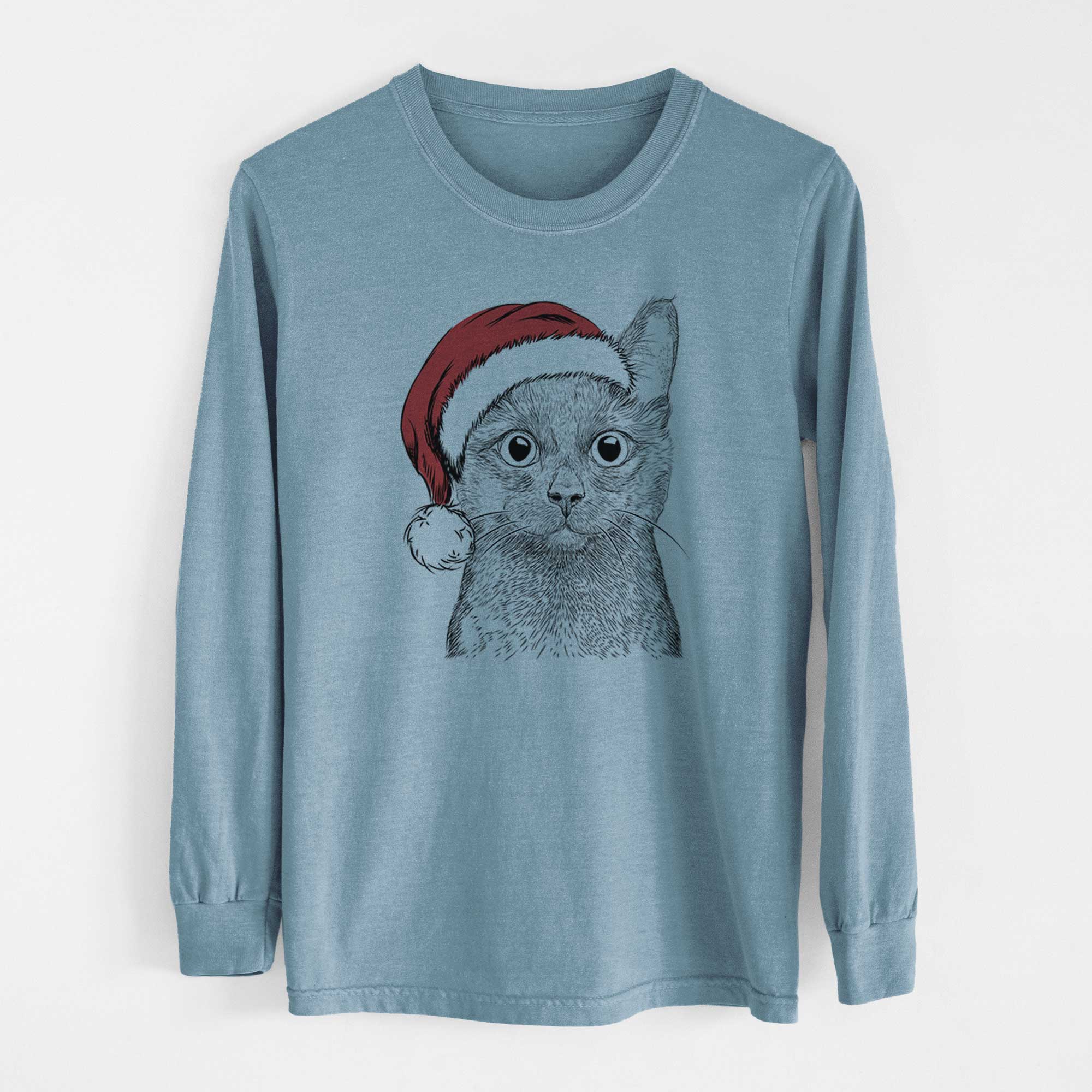 Santa Shadow the Black Cat - Men's Heavyweight 100% Cotton Long Sleeve - Image 8