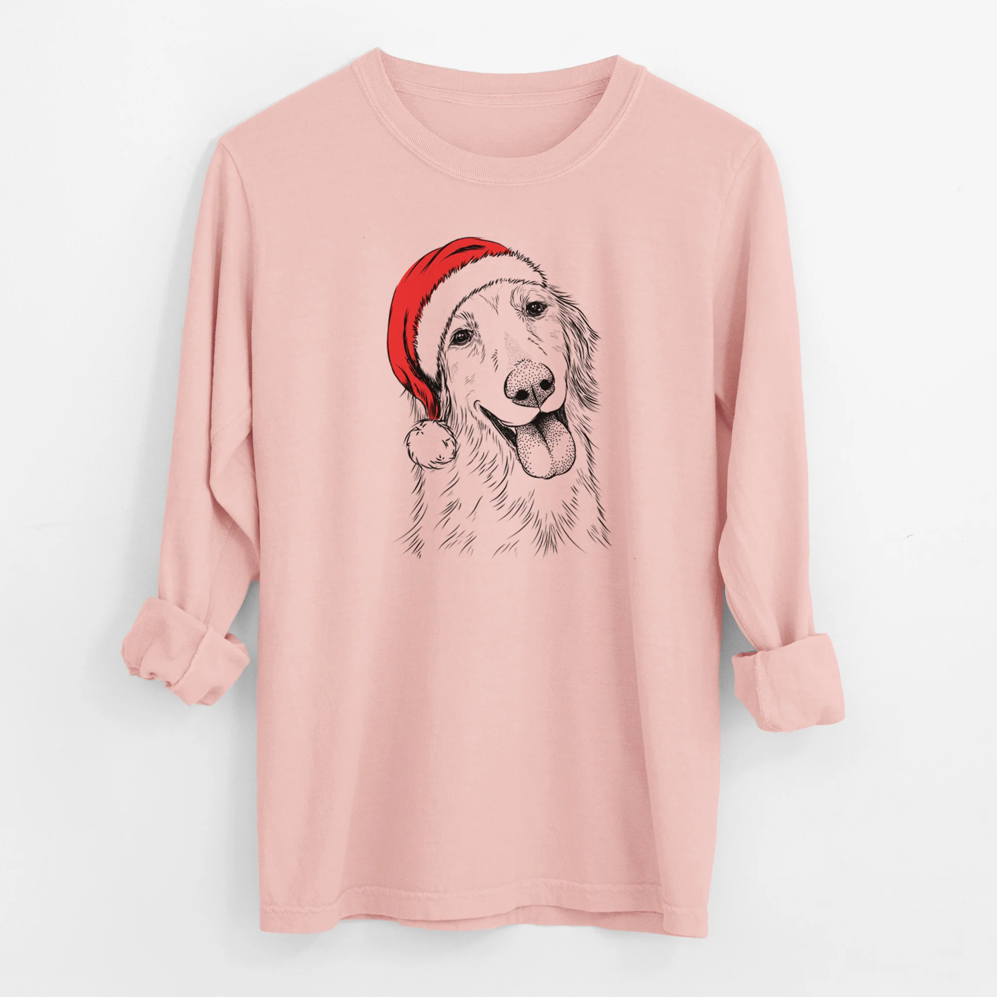 Santa Shelby the Golden Retriever - Men's Heavyweight 100% Cotton Long Sleeve - Image 11