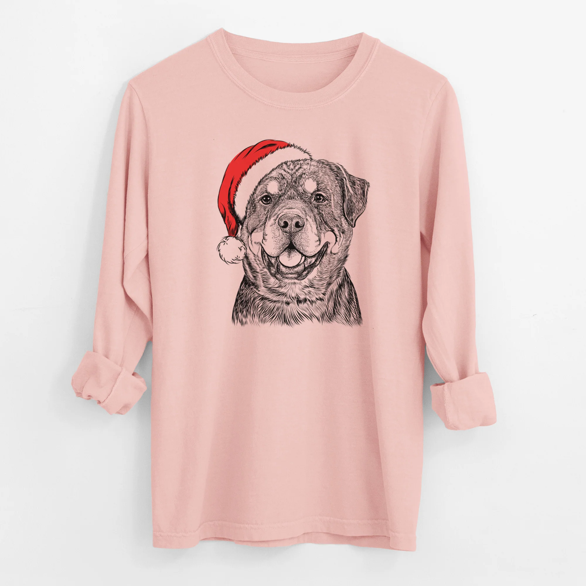 Santa Sig the Rottweiler - Men's Heavyweight 100% Cotton Long Sleeve - Image 11