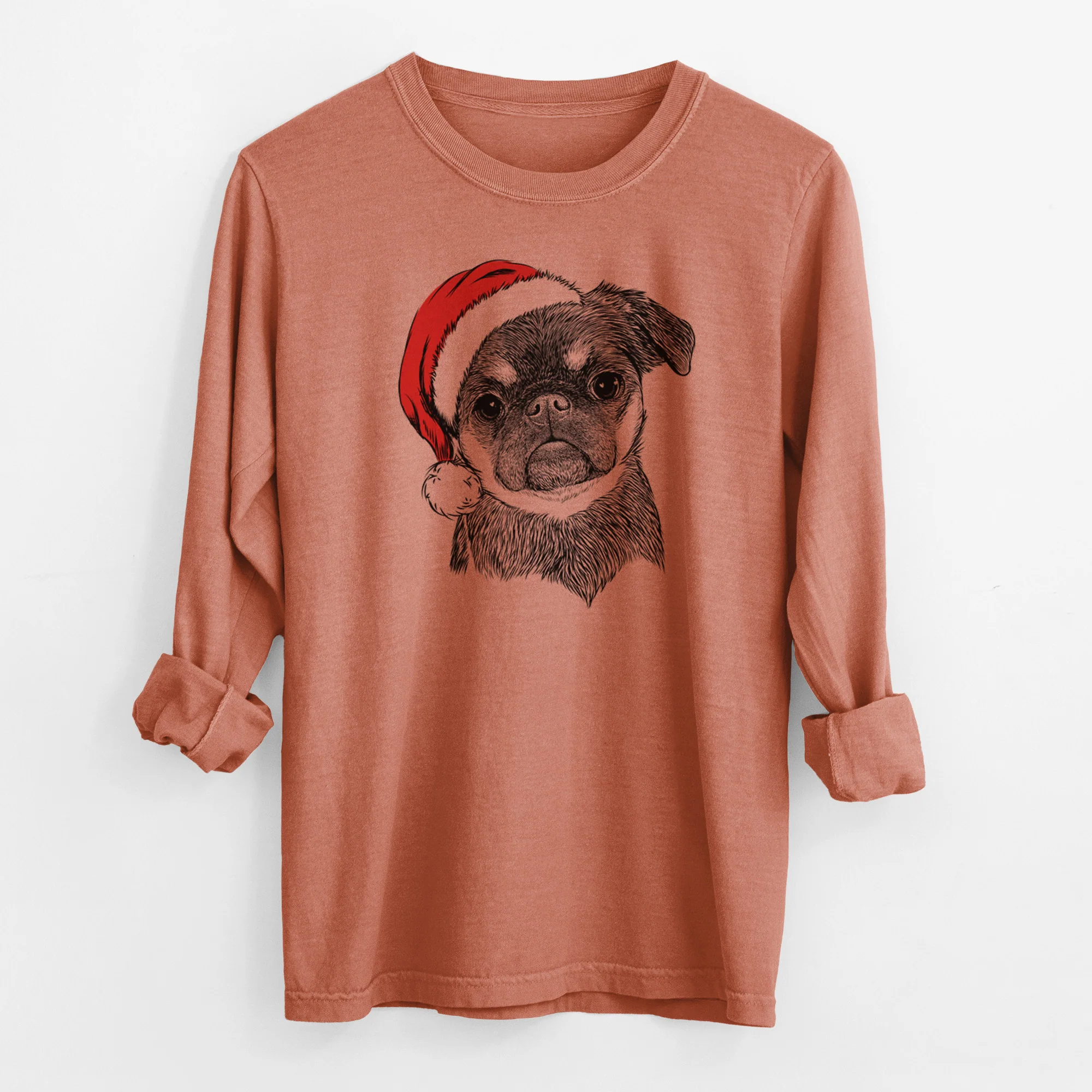 Santa Simone the Brussels Griffon - Men's Heavyweight 100% Cotton Long Sleeve - Image 13