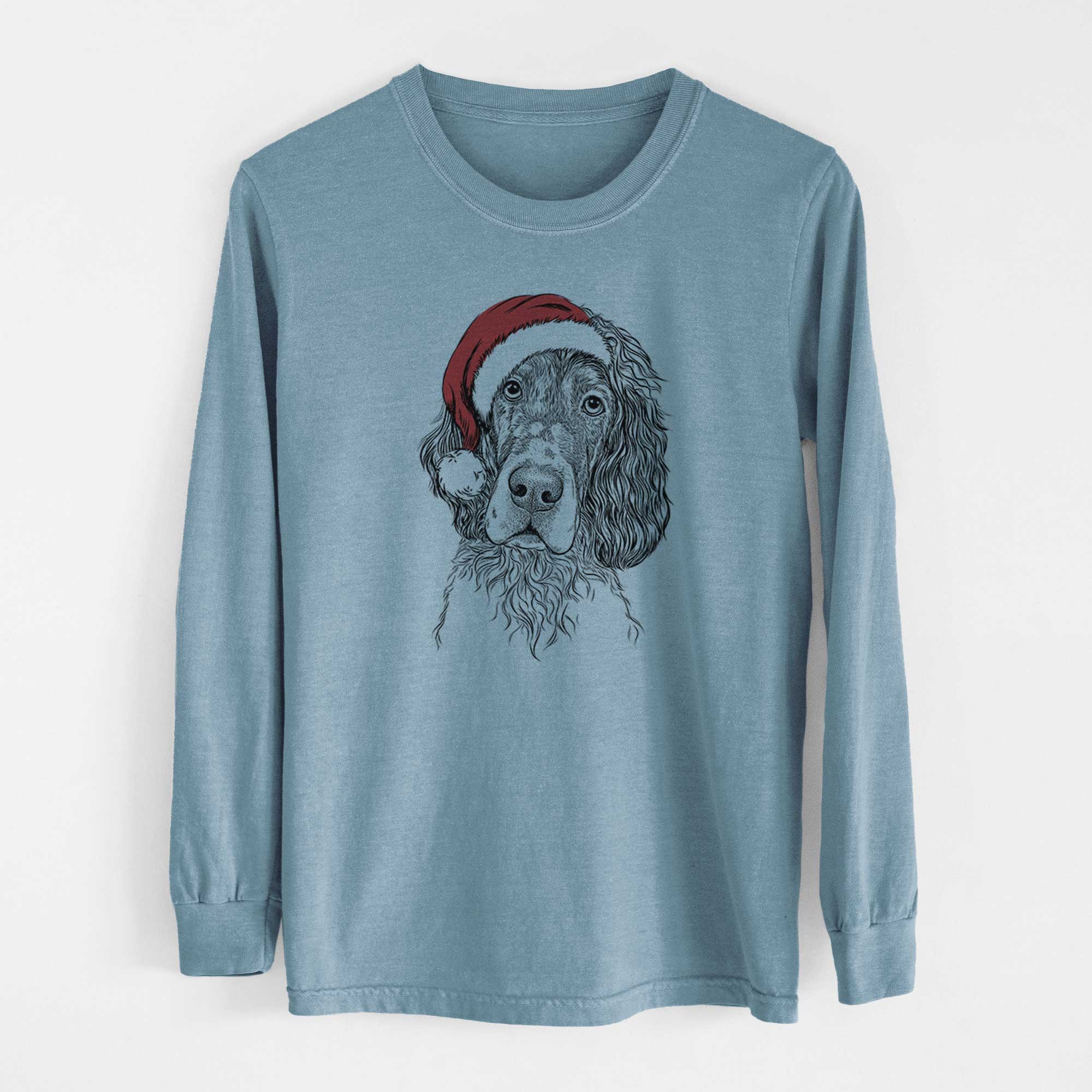 Santa Sir Rexford the Blue Belton English Setter - Men's Heavyweight 100% Cotton Long Sleeve - Image 8