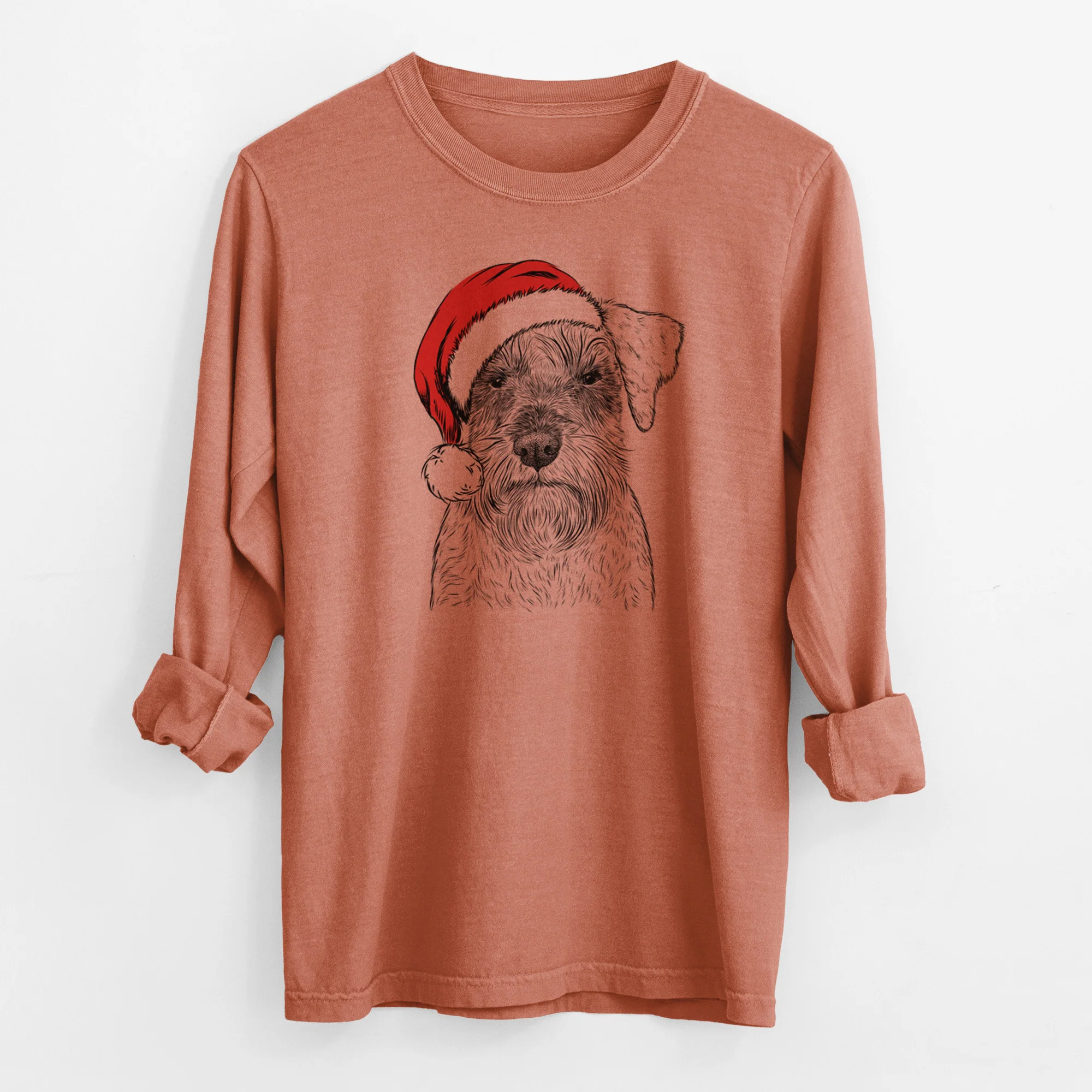 Santa Smokey the Miniature Schnauzer - Men's Heavyweight 100% Cotton Long Sleeve - Image 13