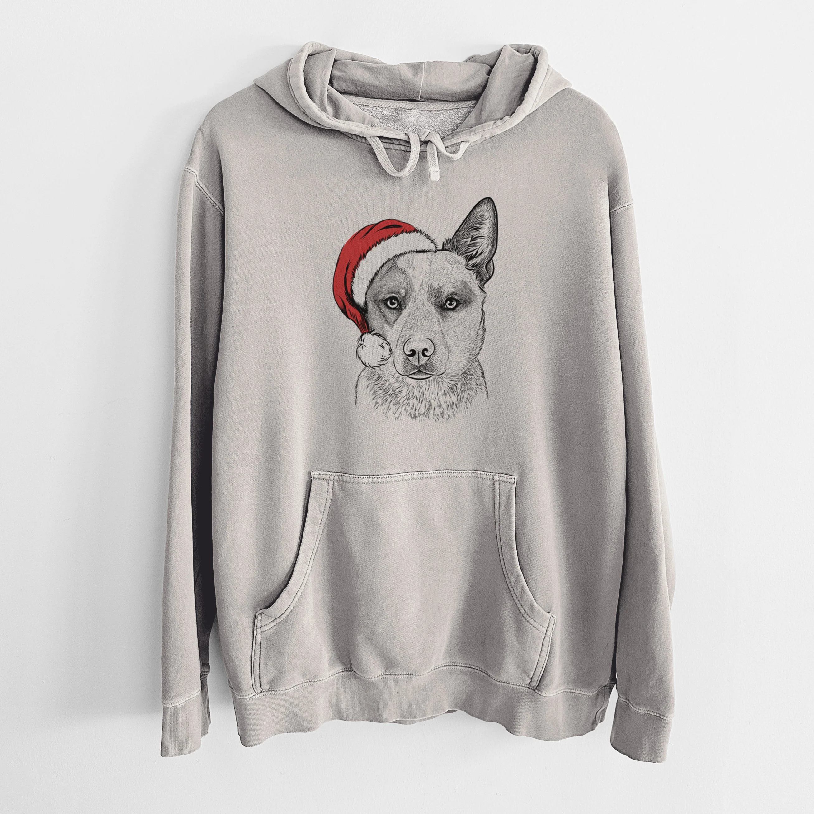 Santa Hat Snap the Australian Cattle Dog - Unisex Pigment Dyed Hoodie - Image 5