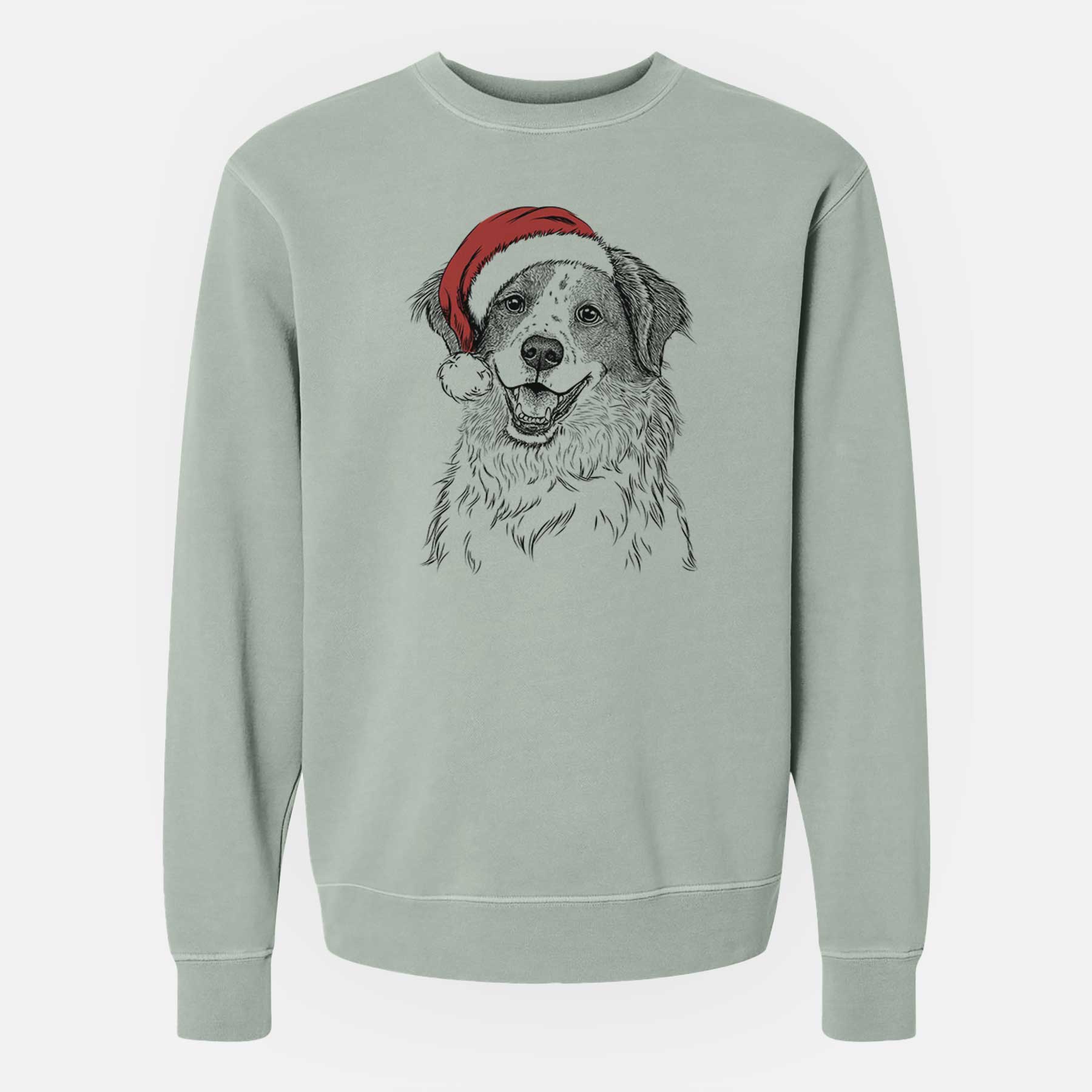 Santa Sophie the Brittany Beagle Mix - Unisex Pigment Dyed Crew Sweatshirt - Image 3