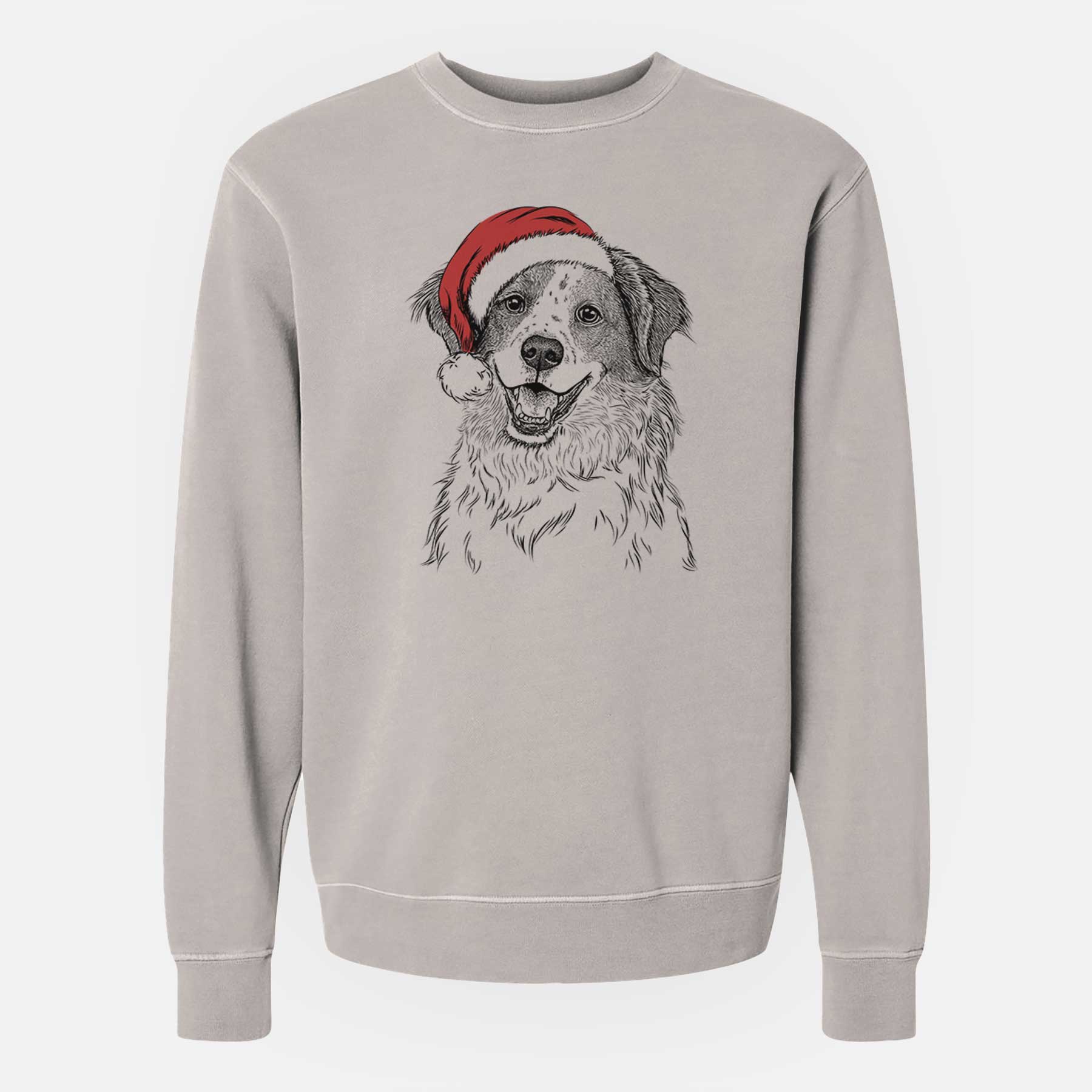 Santa Sophie the Brittany Beagle Mix - Unisex Pigment Dyed Crew Sweatshirt - Image 4