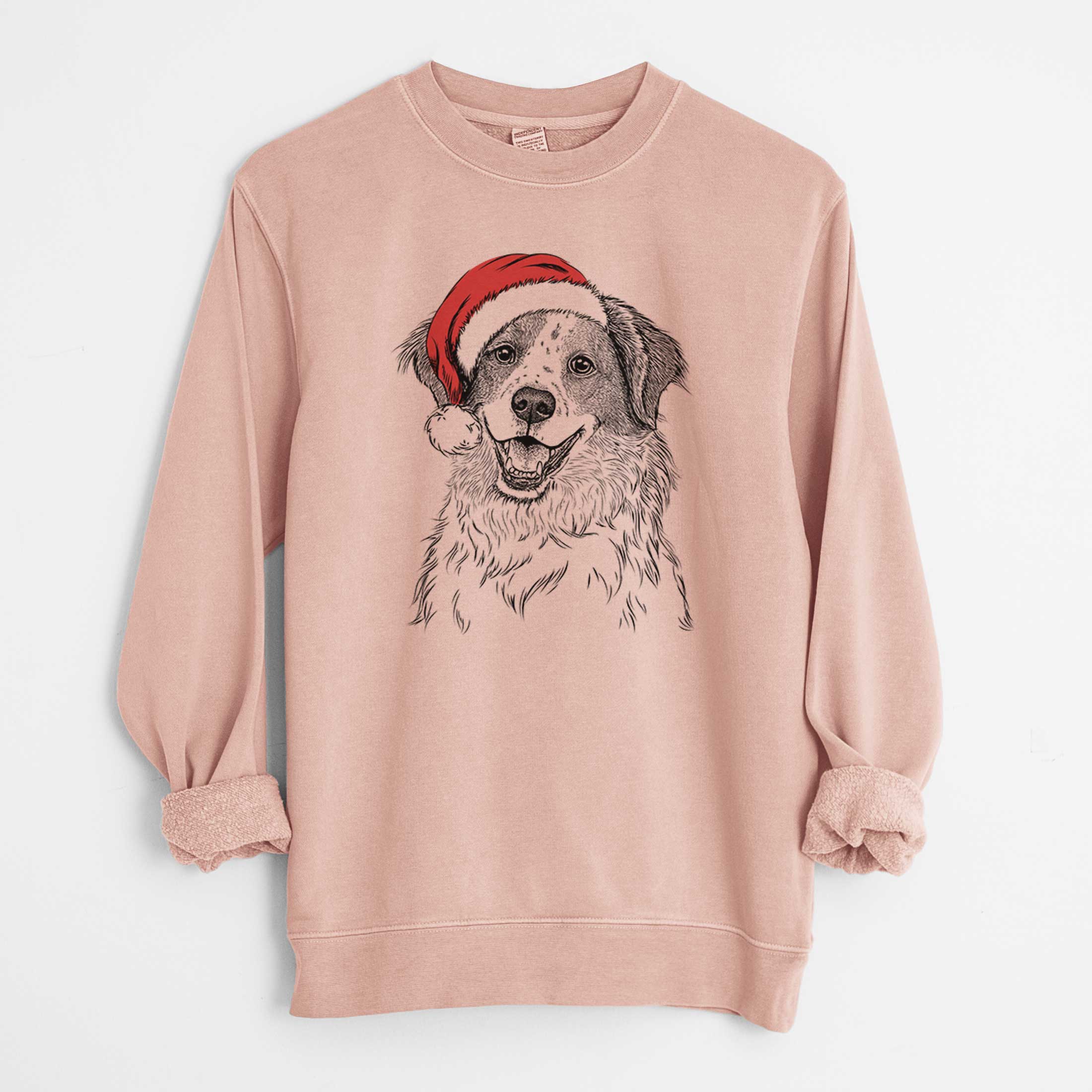Santa Sophie the Brittany Beagle Mix - Unisex Pigment Dyed Crew Sweatshirt - Image 5