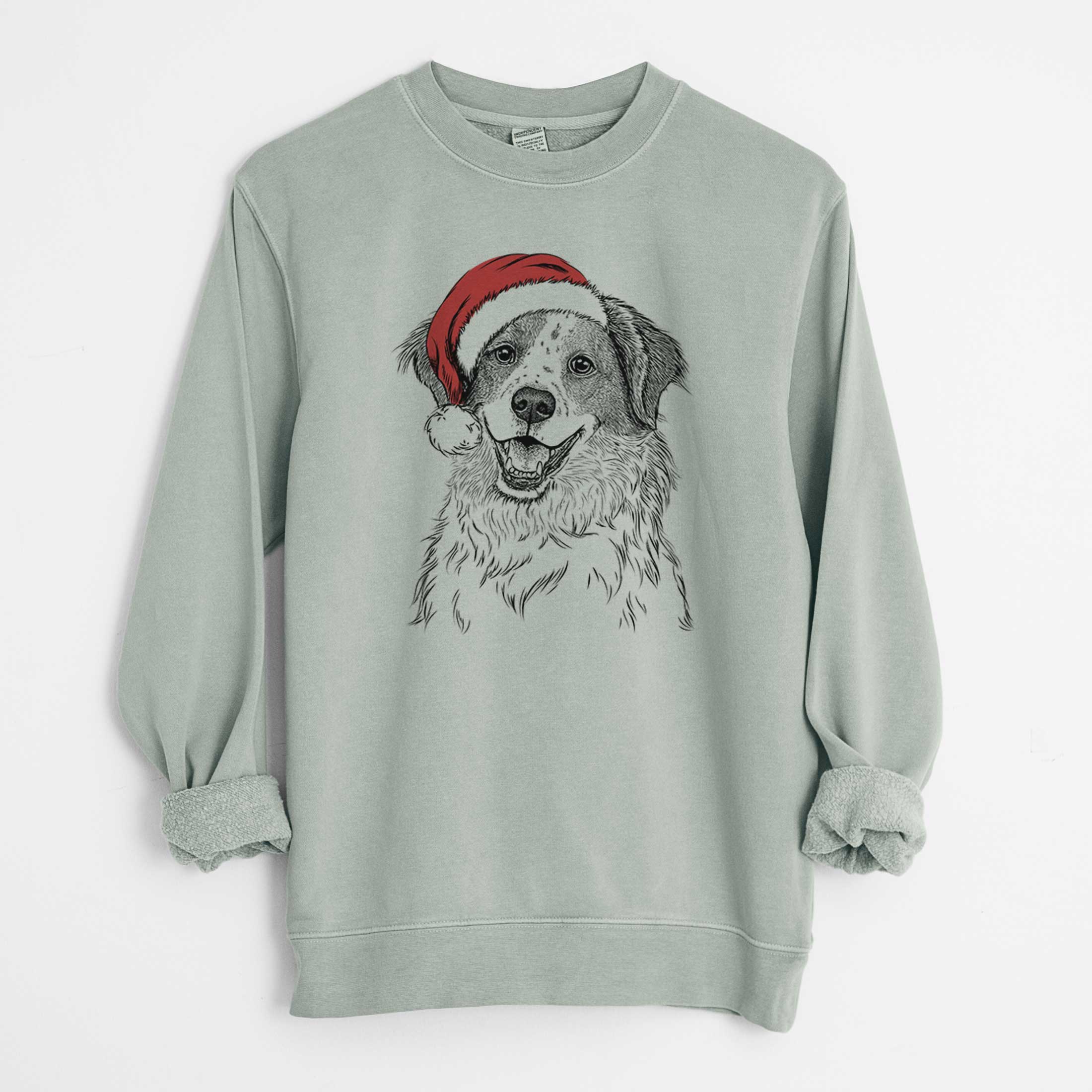 Santa Sophie the Brittany Beagle Mix - Unisex Pigment Dyed Crew Sweatshirt - Image 7