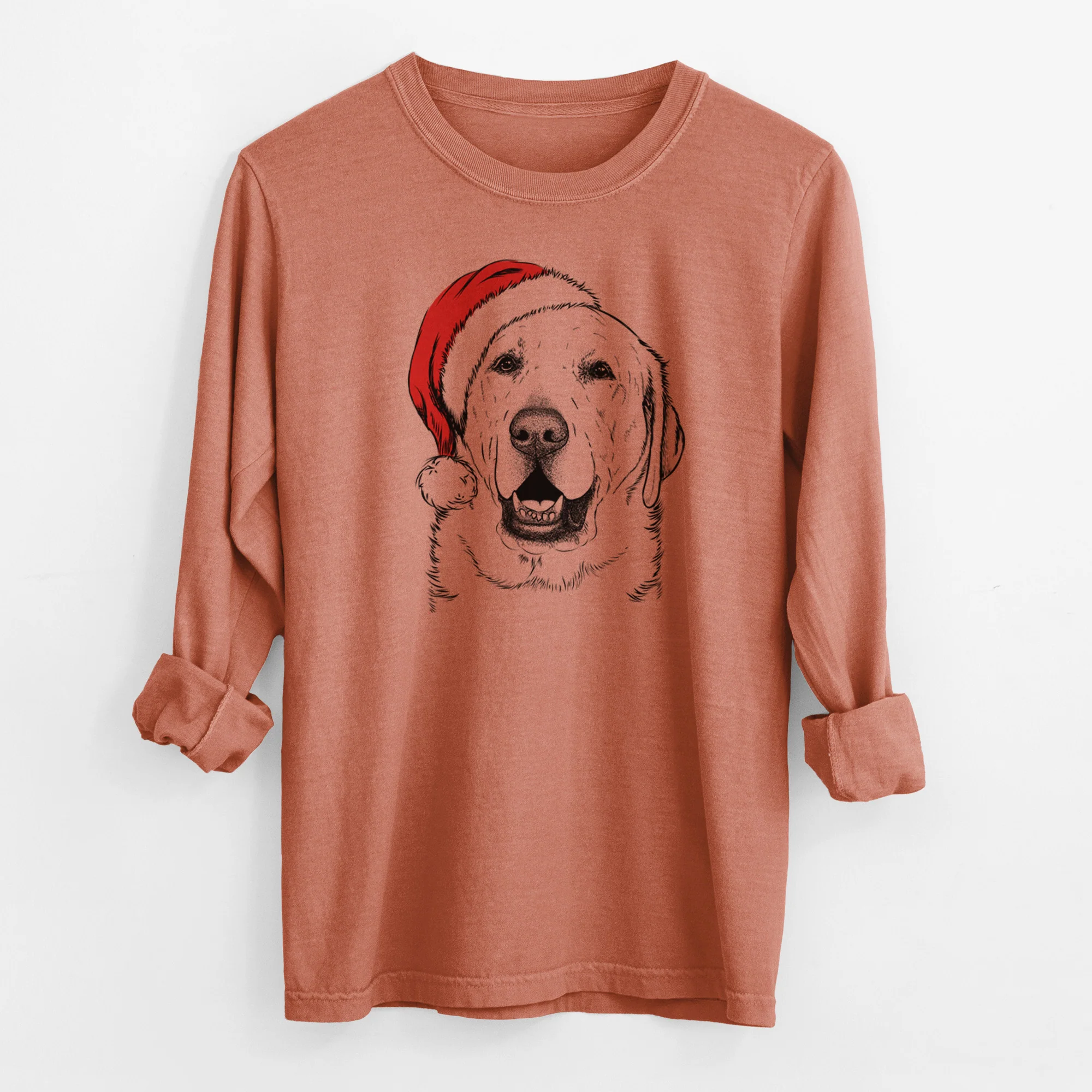 Santa Sparks the Labrador Retriever - Men's Heavyweight 100% Cotton Long Sleeve - Image 13