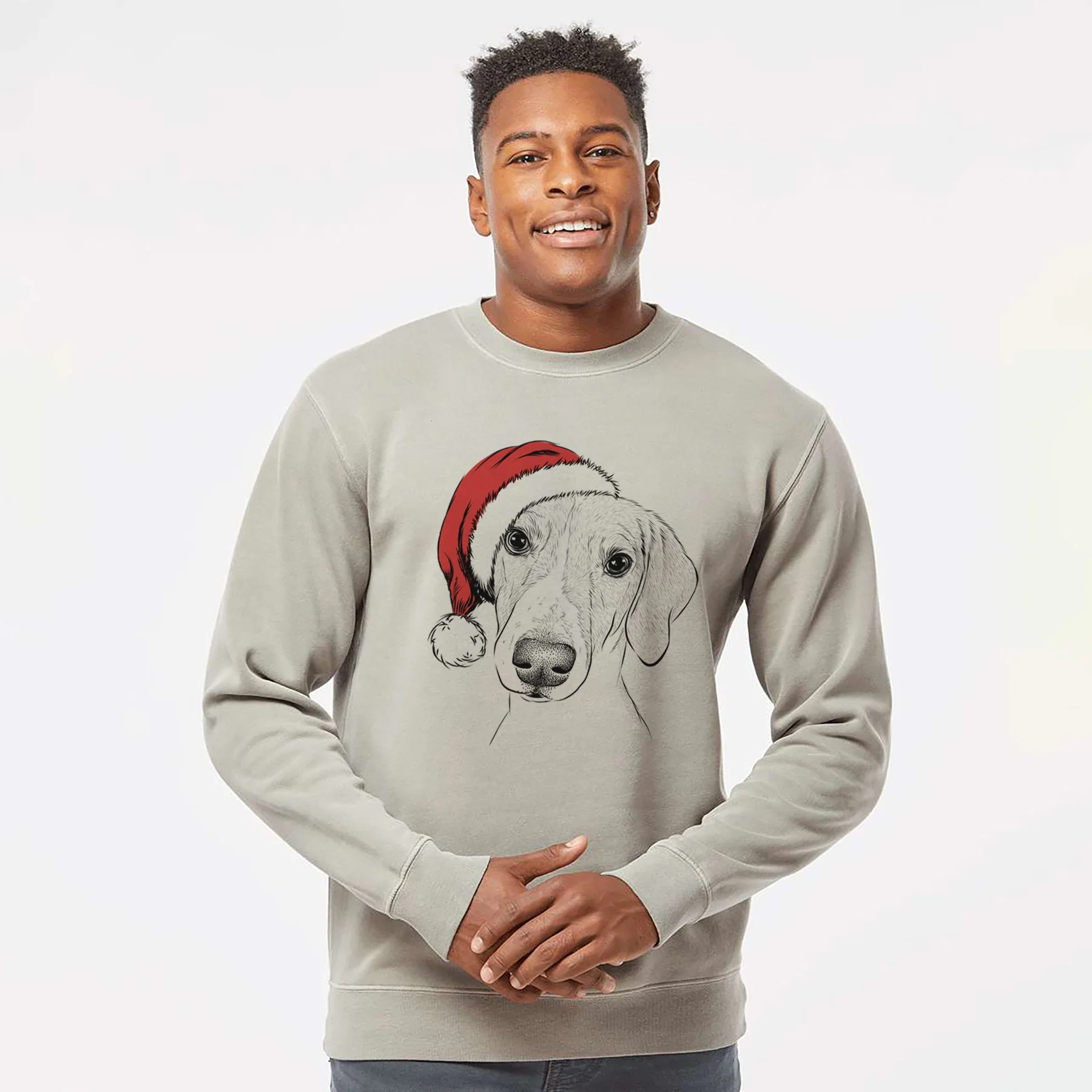 Santa Stanley the Foxhound - Unisex Pigment Dyed Crew Sweatshirt - Image 2