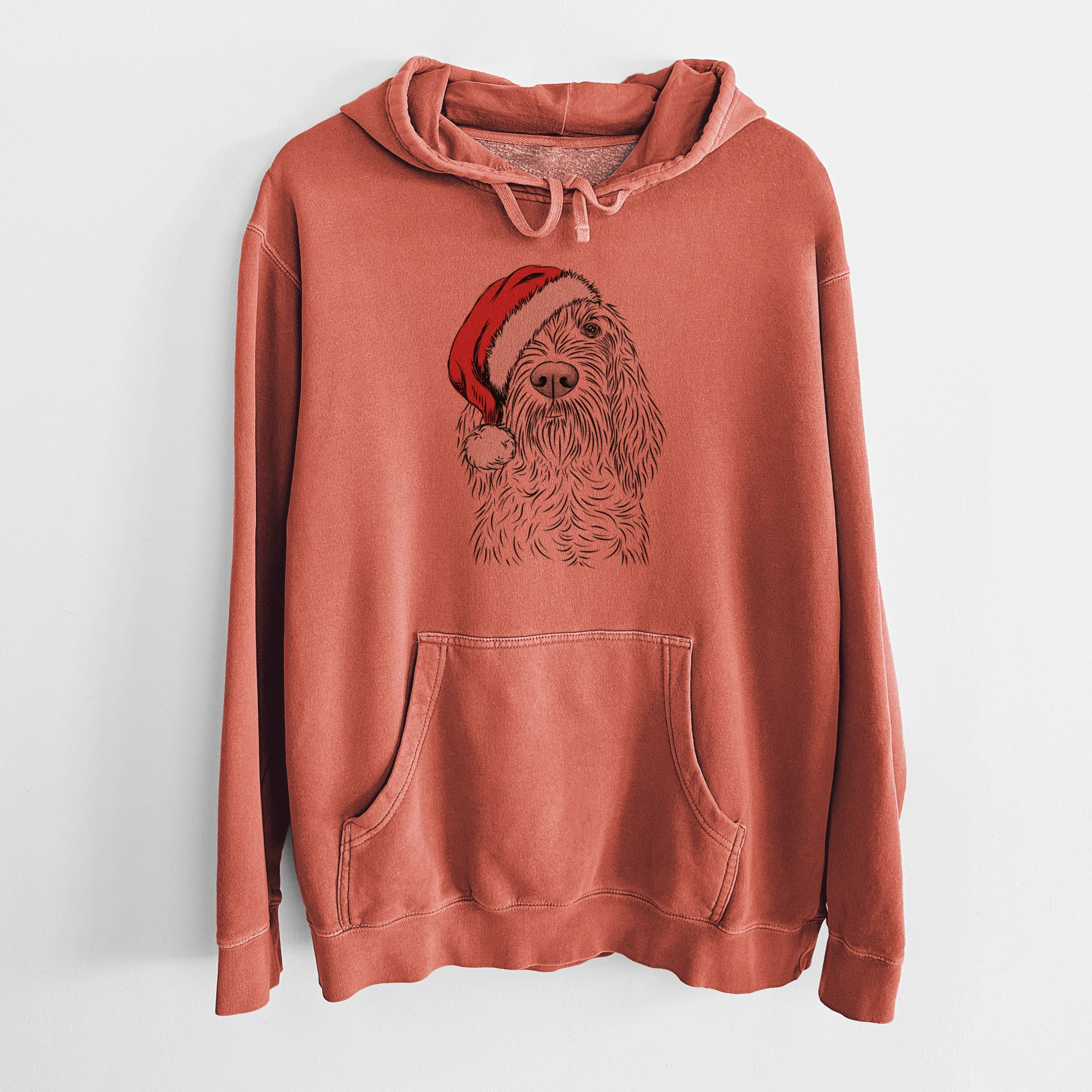 Santa Hat Stefano the Spinone Italiano - Unisex Pigment Dyed Hoodie - Image 9