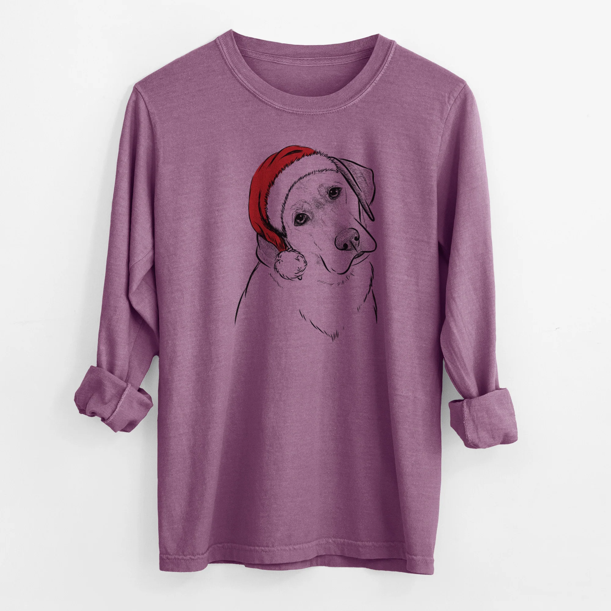 Santa Stella the Yellow Lab - Men's Heavyweight 100% Cotton Long Sleeve - Image 10
