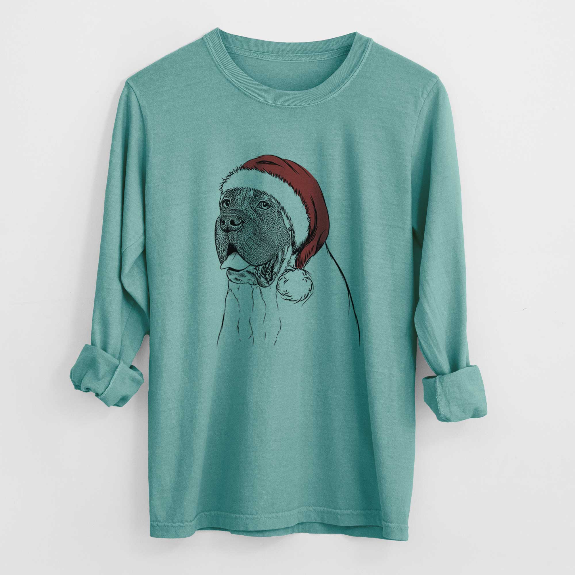 Santa Sterling the English Mastiff - Men's Heavyweight 100% Cotton Long Sleeve - Image 9