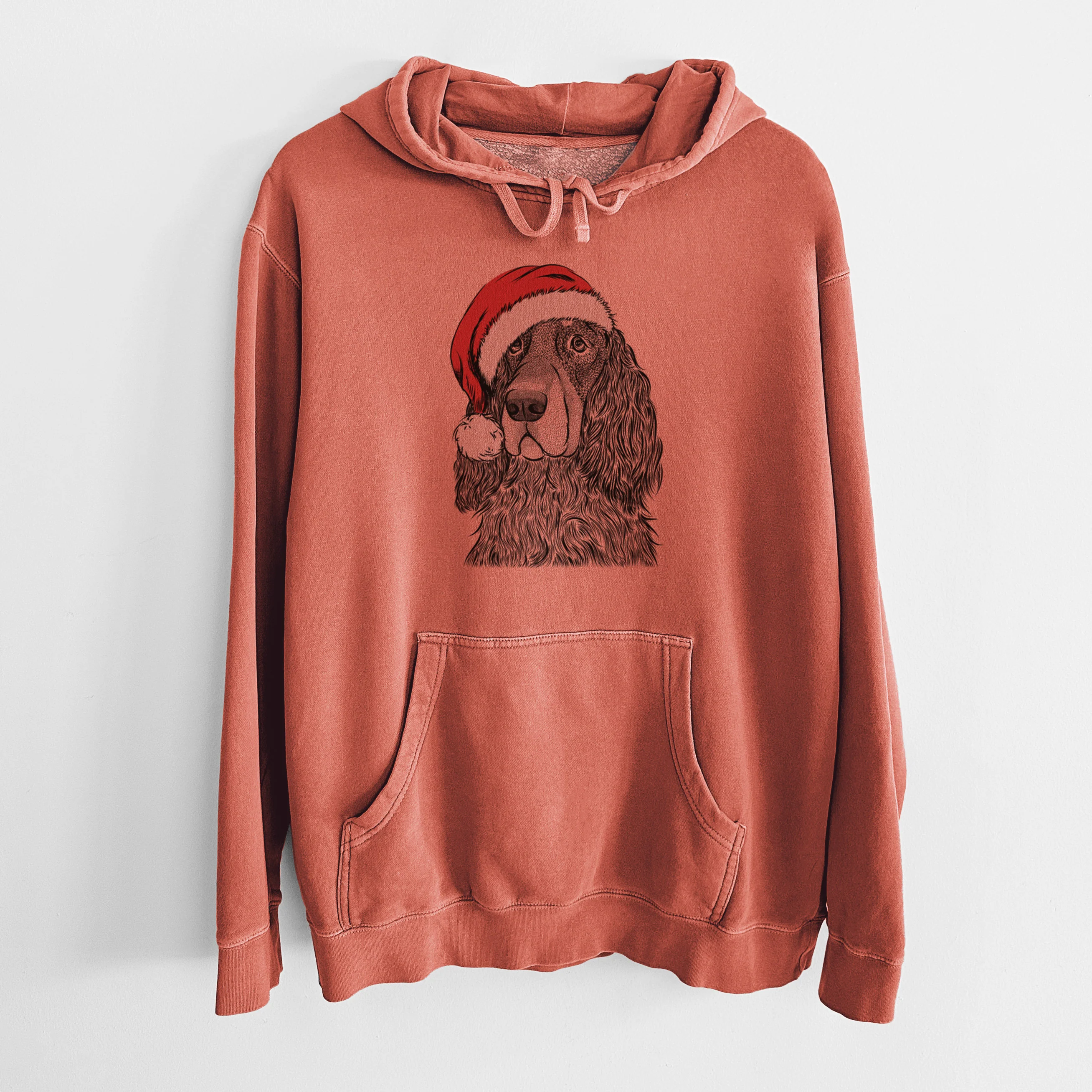 Santa Hat Stormy the Gordon Setter - Unisex Pigment Dyed Hoodie - Image 9