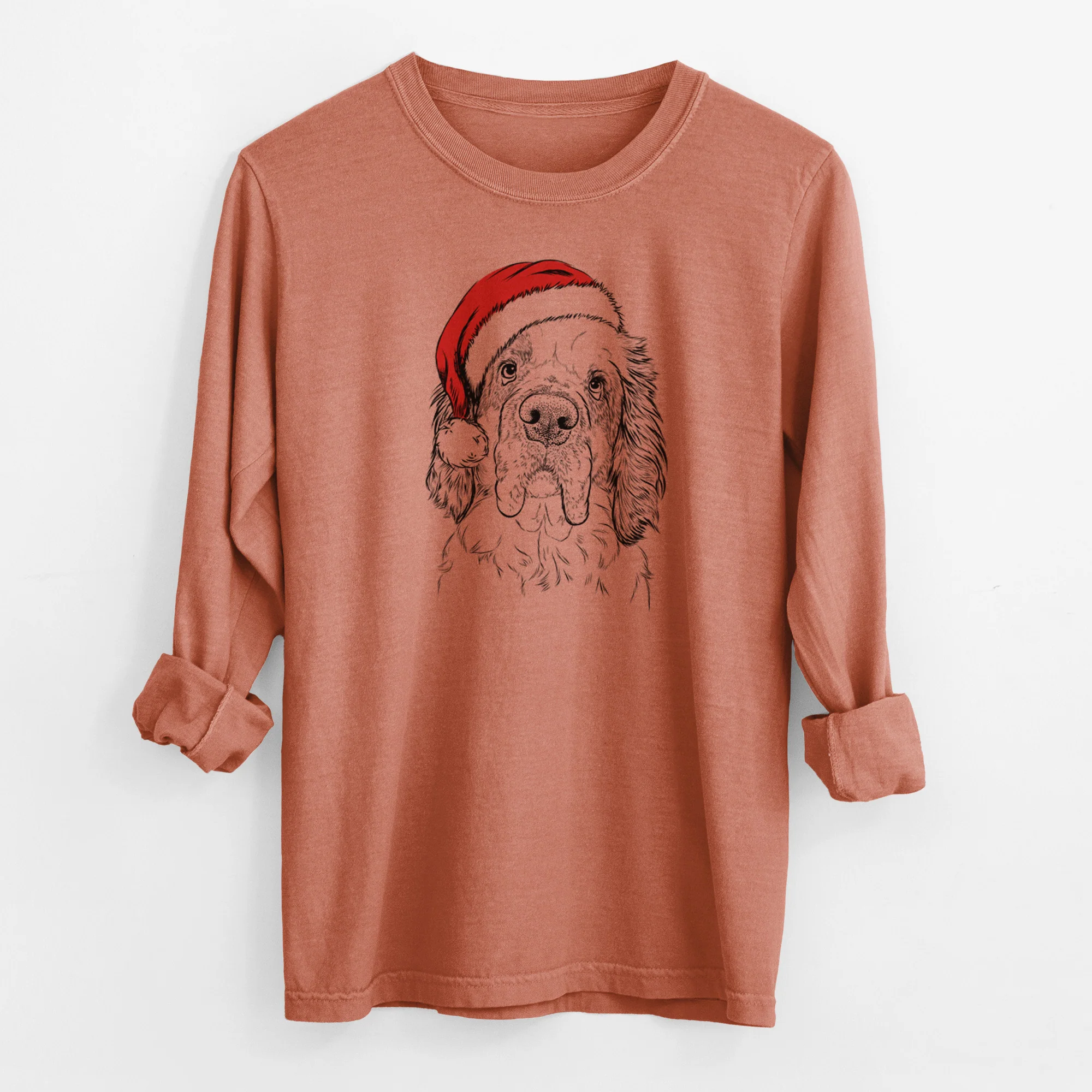 Santa Sully the Clumber Spaniel - Men's Heavyweight 100% Cotton Long Sleeve - Image 13