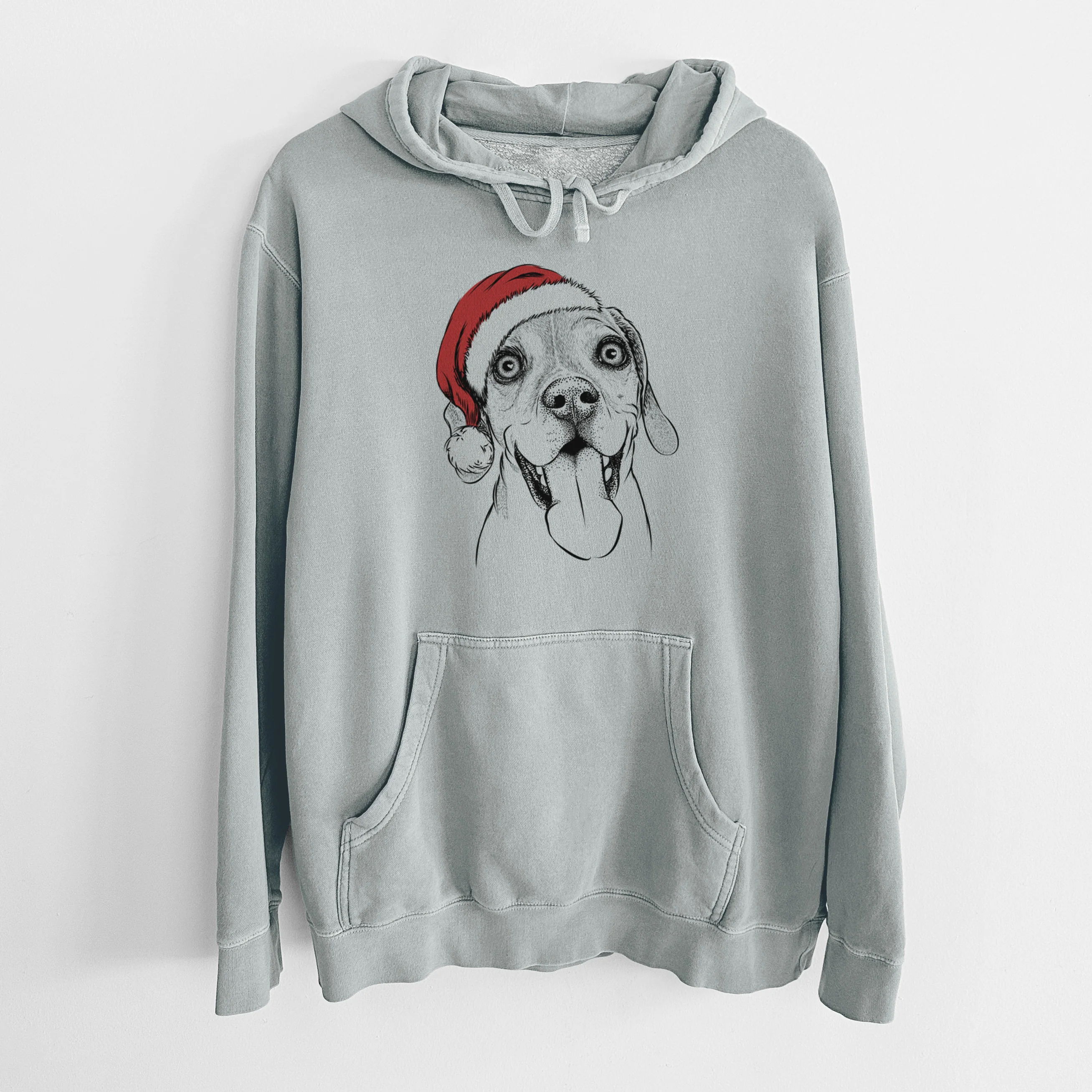 Santa Hat Sunny the Beagle - Unisex Pigment Dyed Hoodie - Image 8