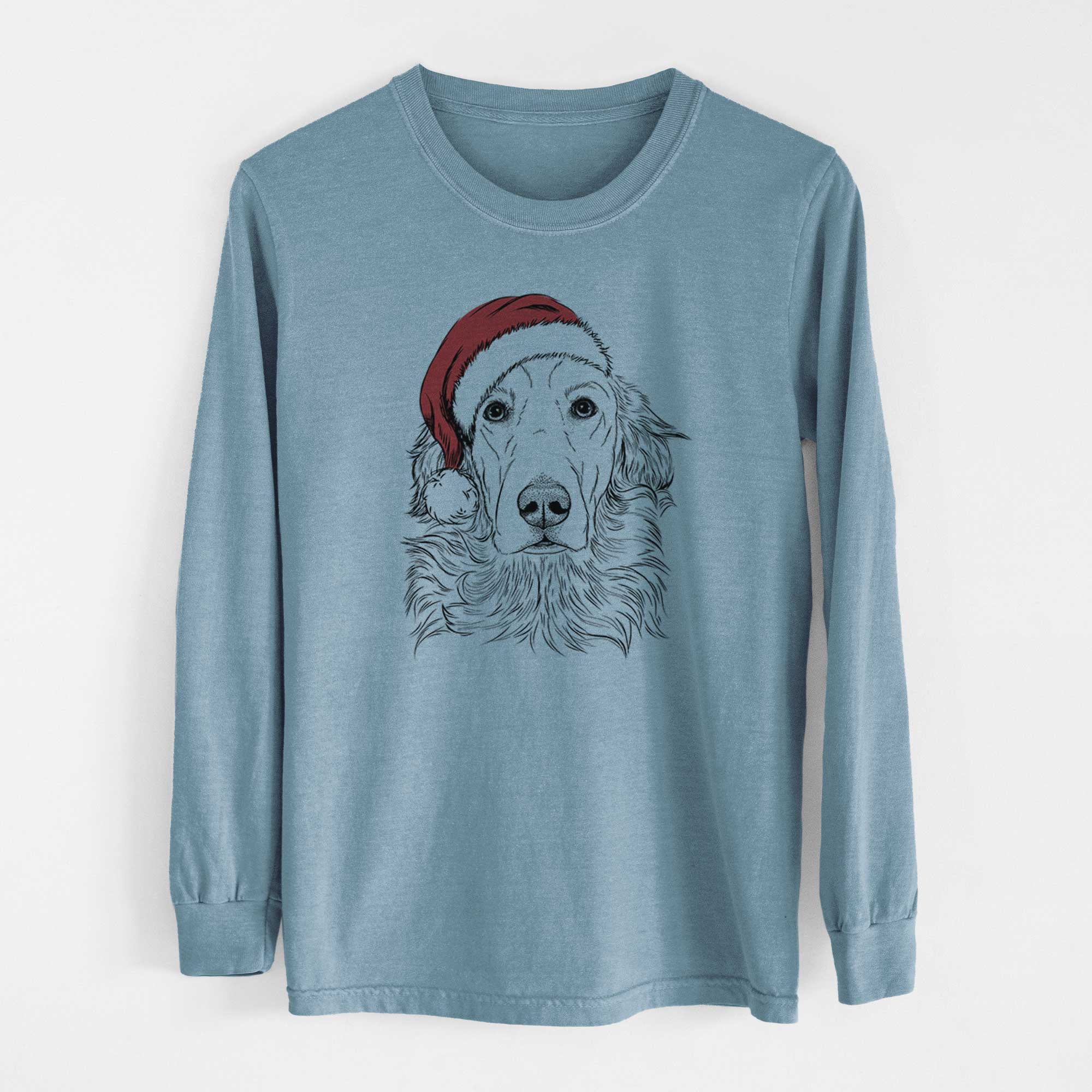 Santa Sydney the Golden Retriever - Men's Heavyweight 100% Cotton Long Sleeve - Image 8