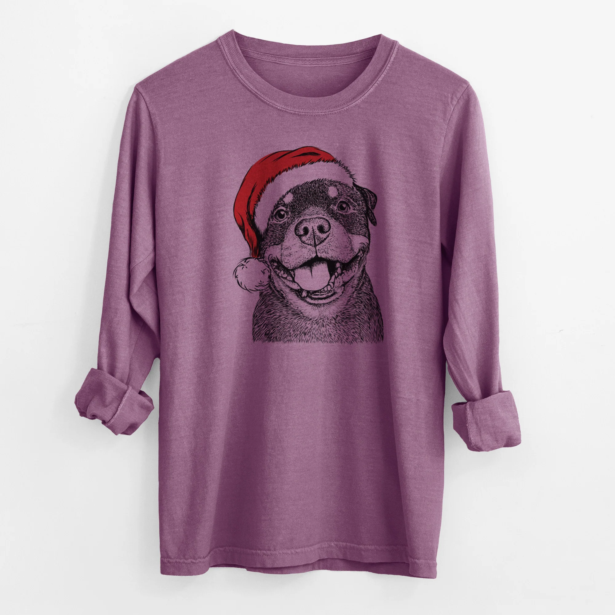 Santa Talos the Rottweiler - Men's Heavyweight 100% Cotton Long Sleeve - Image 10
