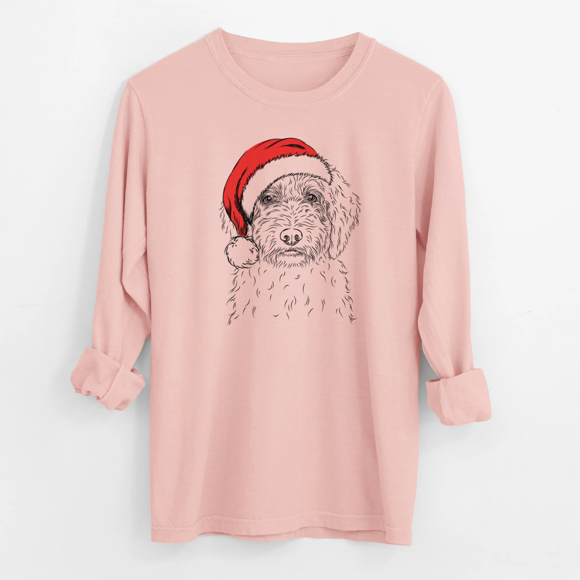 Santa Teddy the Labradoodle - Men's Heavyweight 100% Cotton Long Sleeve - Image 11