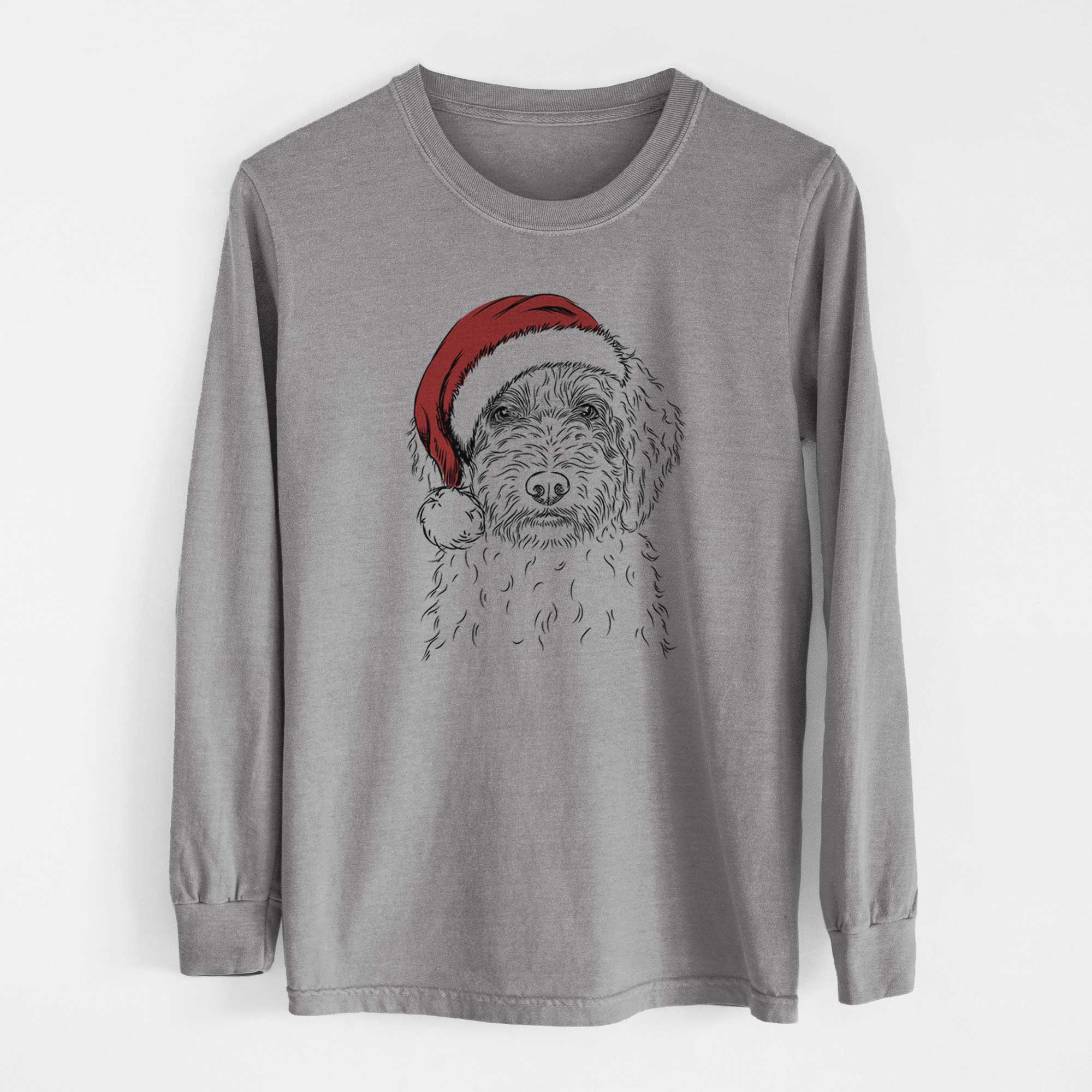 Santa Teddy the Labradoodle - Men's Heavyweight 100% Cotton Long Sleeve - Image 7