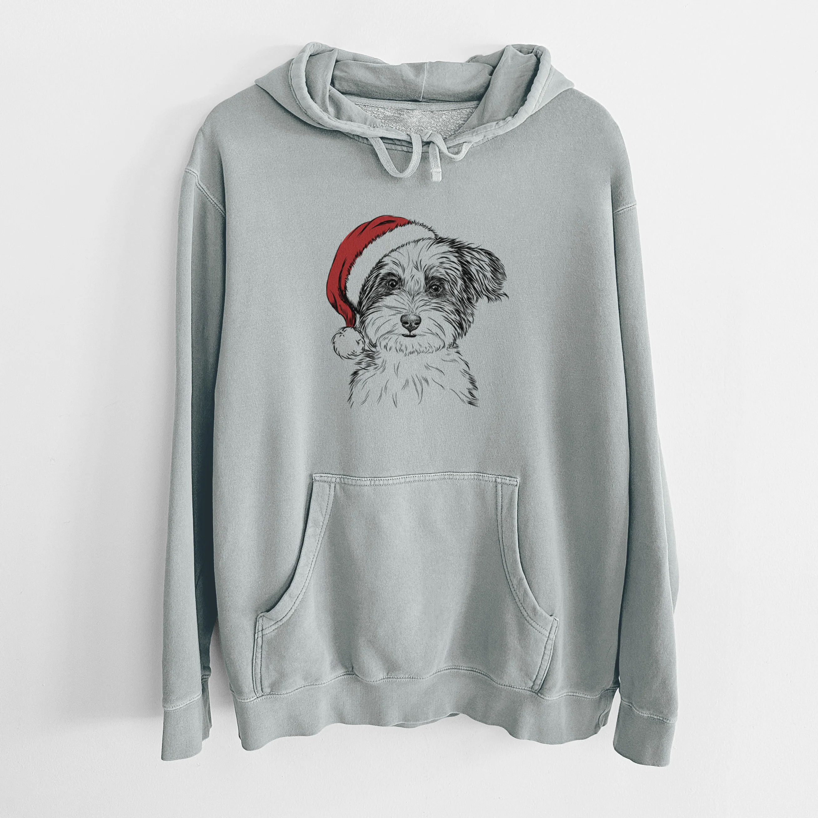 Santa Hat Teddy the Havanese - Unisex Pigment Dyed Hoodie - Image 8