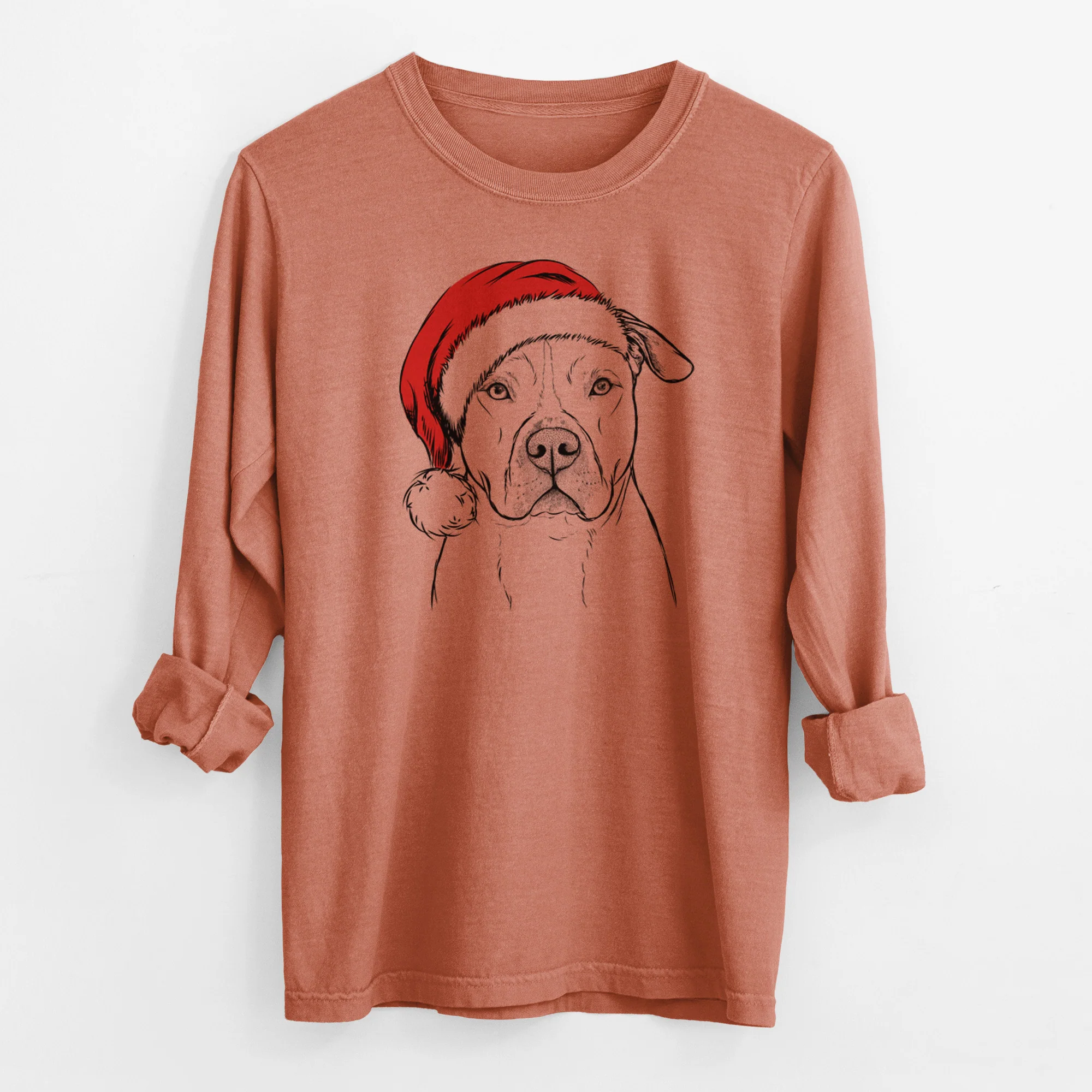Santa Teddy Jam the Pitbull - Men's Heavyweight 100% Cotton Long Sleeve - Image 13