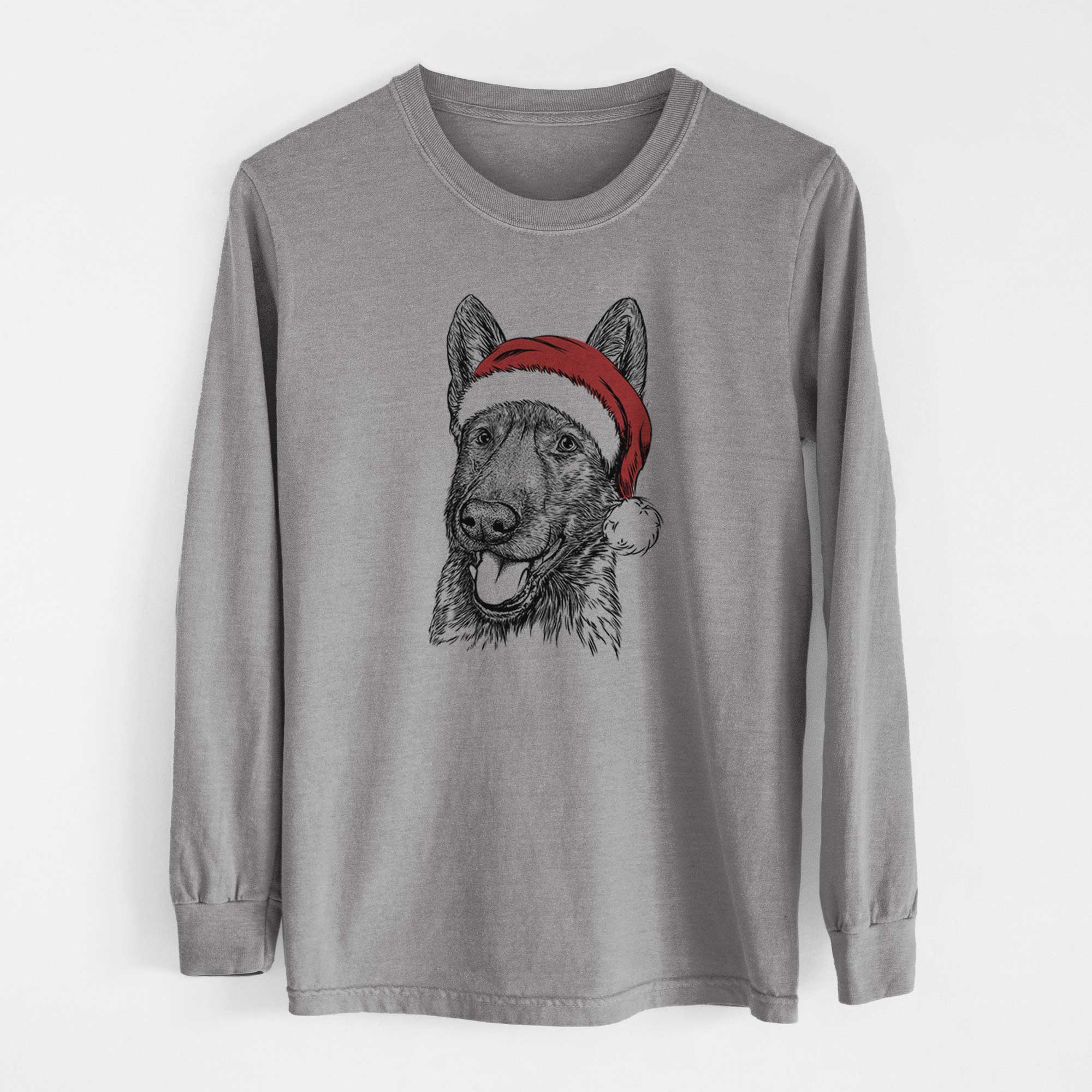 Santa Tena the German Shepherd - Men's Heavyweight 100% Cotton Long Sleeve - Image 7