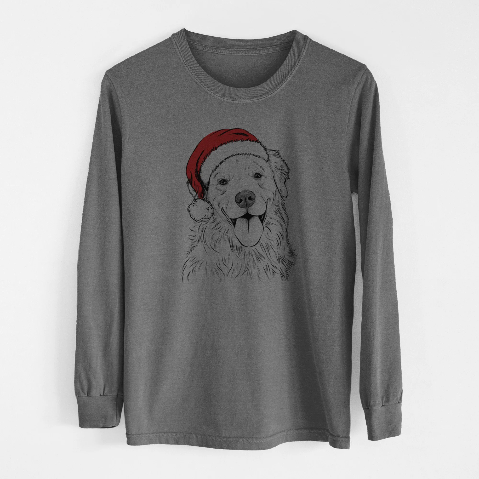 Santa Ticket the Golden Retriever - Men's Heavyweight 100% Cotton Long Sleeve - Image 14