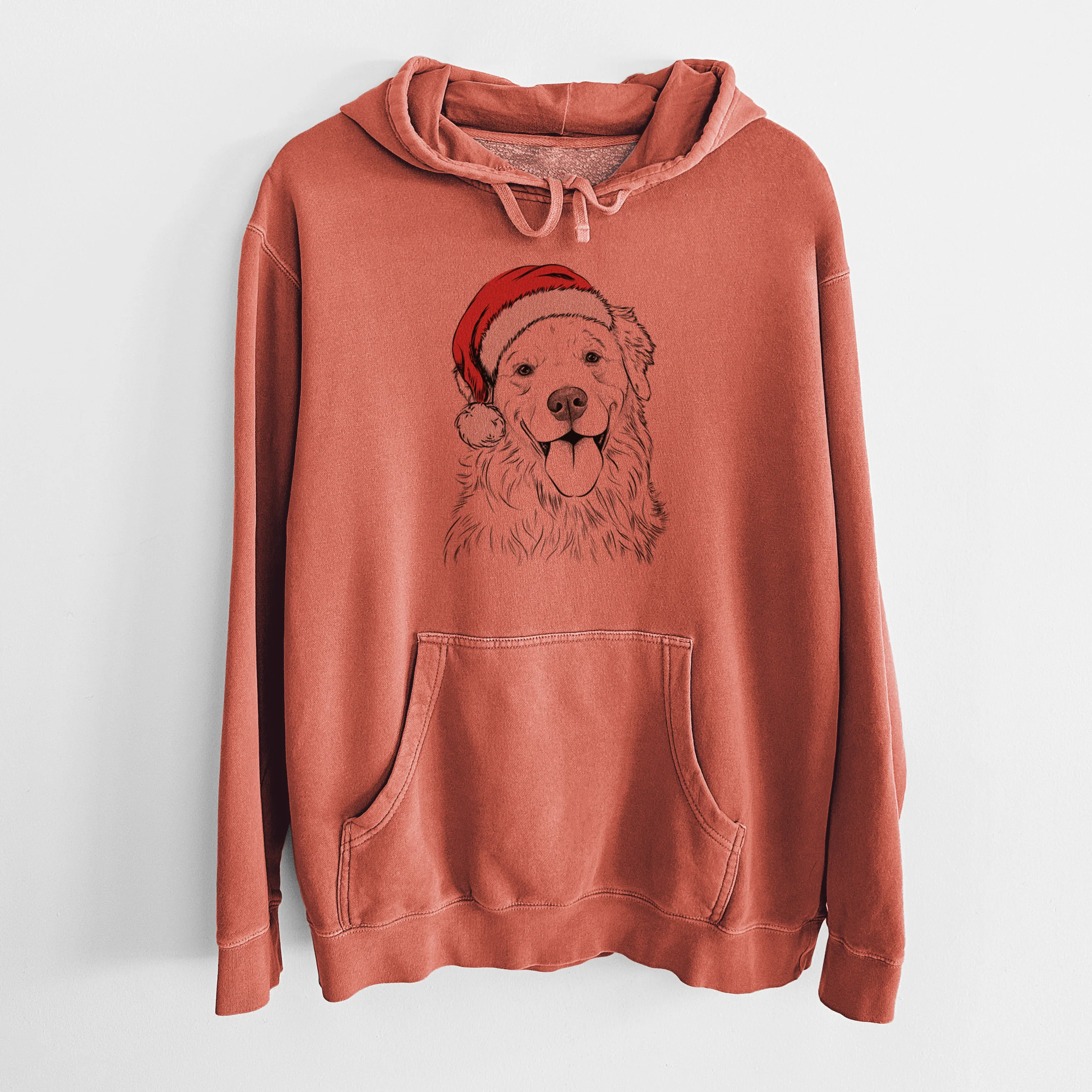 Santa Hat Ticket the Golden Retriever - Unisex Pigment Dyed Hoodie - Image 9