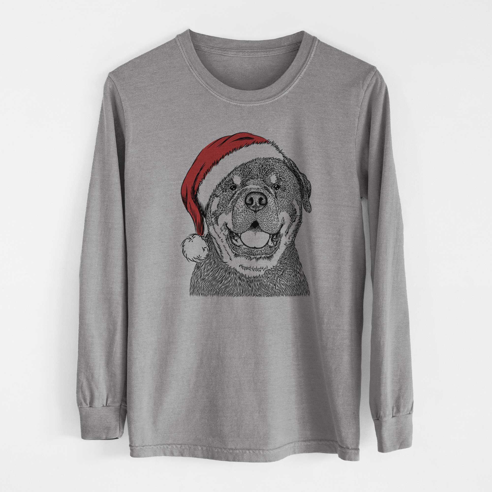 Santa Titan the Rottweiler - Men's Heavyweight 100% Cotton Long Sleeve - Image 7