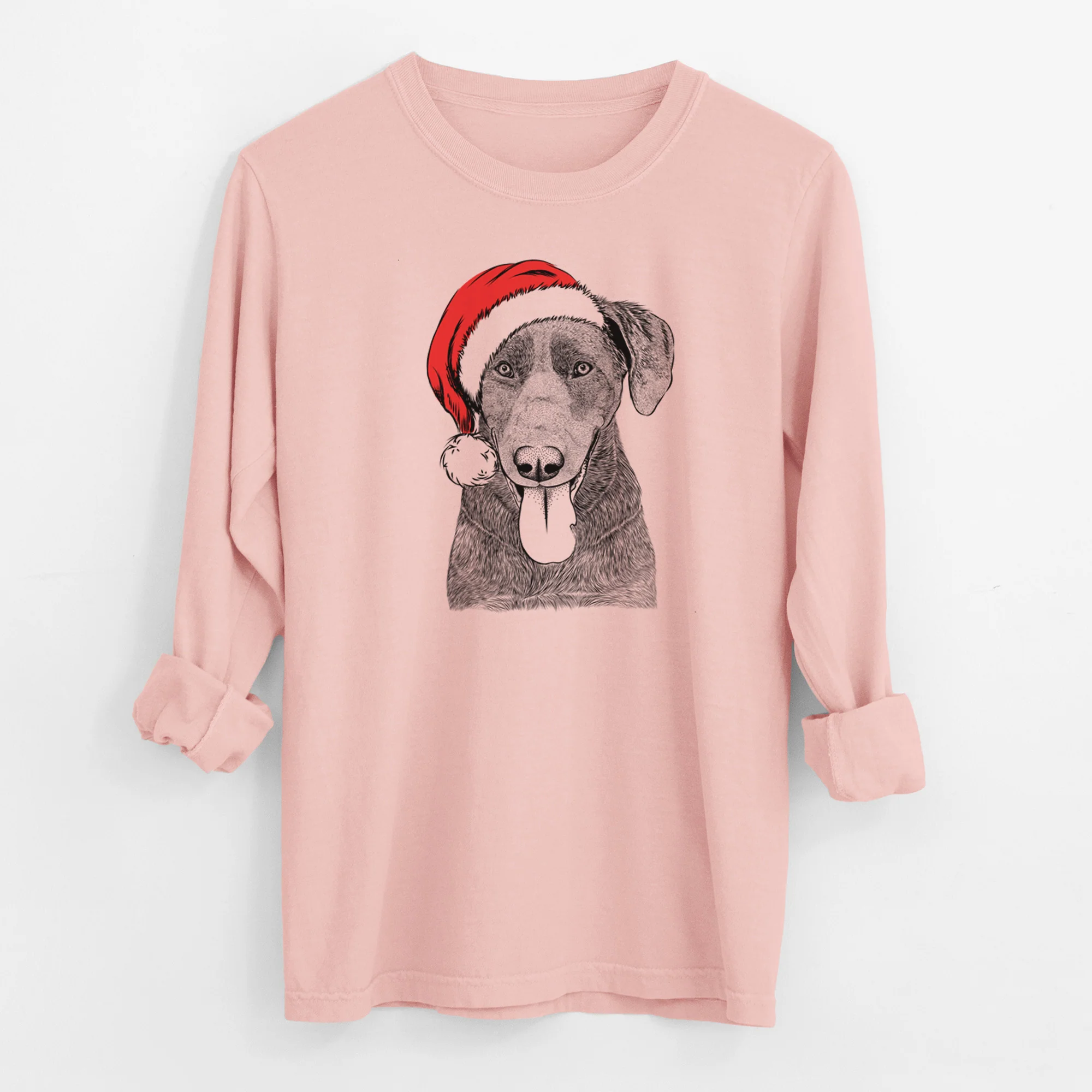 Santa Tobes the Chocolate Lab - Men's Heavyweight 100% Cotton Long Sleeve - Image 11