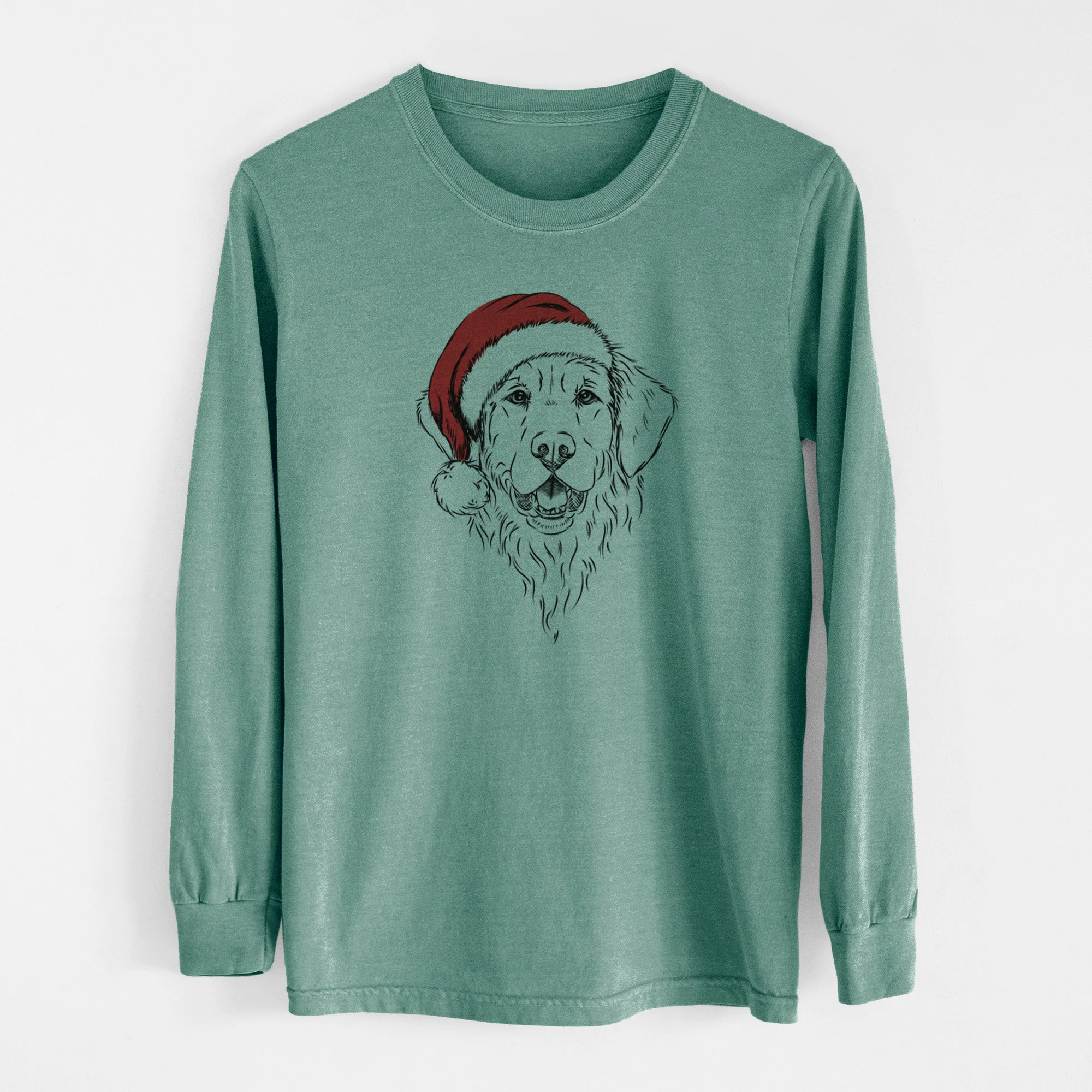 Santa Toby the Golden Retriever - Men's Heavyweight 100% Cotton Long Sleeve - Image 12