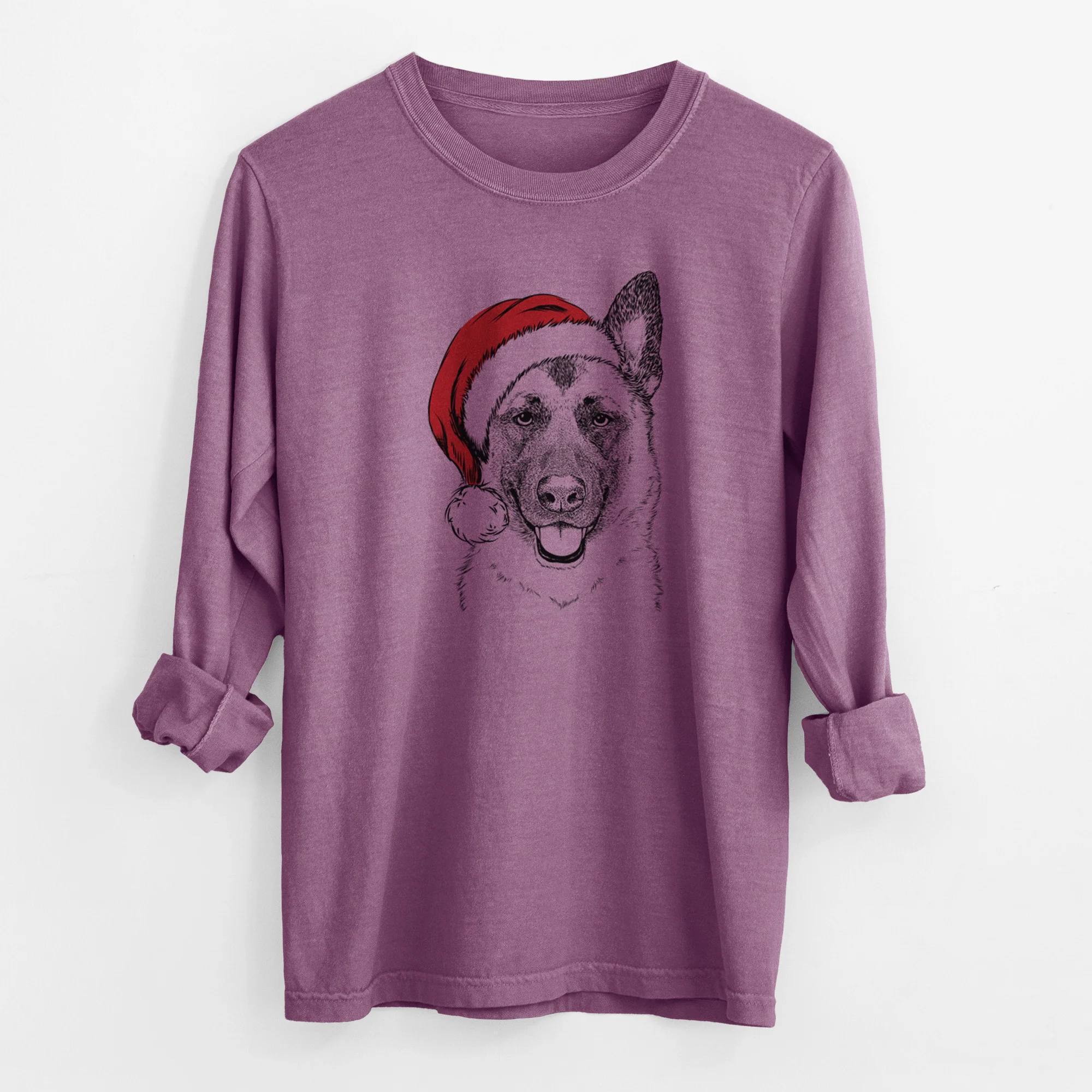 Santa Trooper the German Shepherd - Men's Heavyweight 100% Cotton Long Sleeve - Image 10