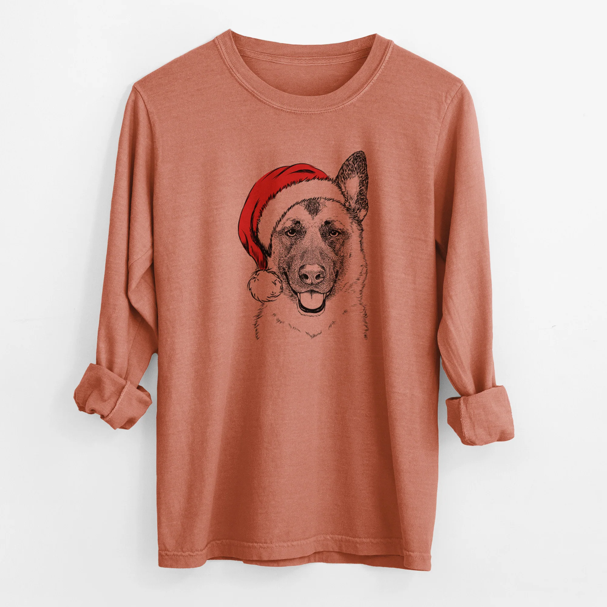 Santa Trooper the German Shepherd - Men's Heavyweight 100% Cotton Long Sleeve - Image 13