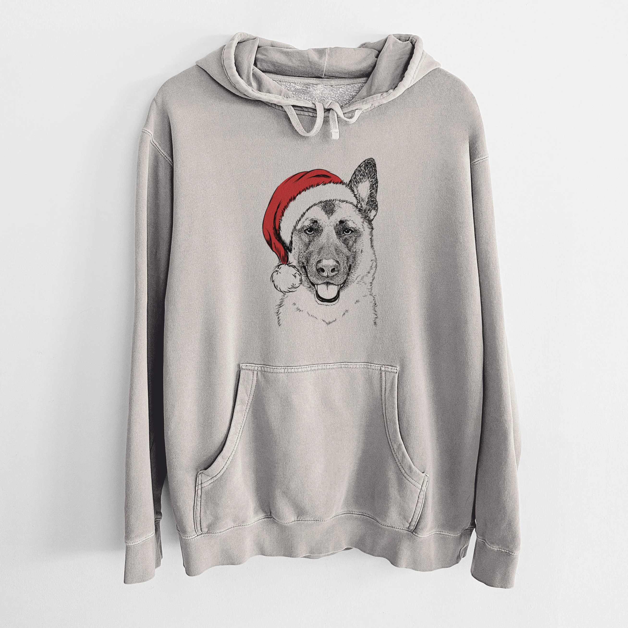 Santa Hat Trooper the German Shepherd - Unisex Pigment Dyed Hoodie - Image 5