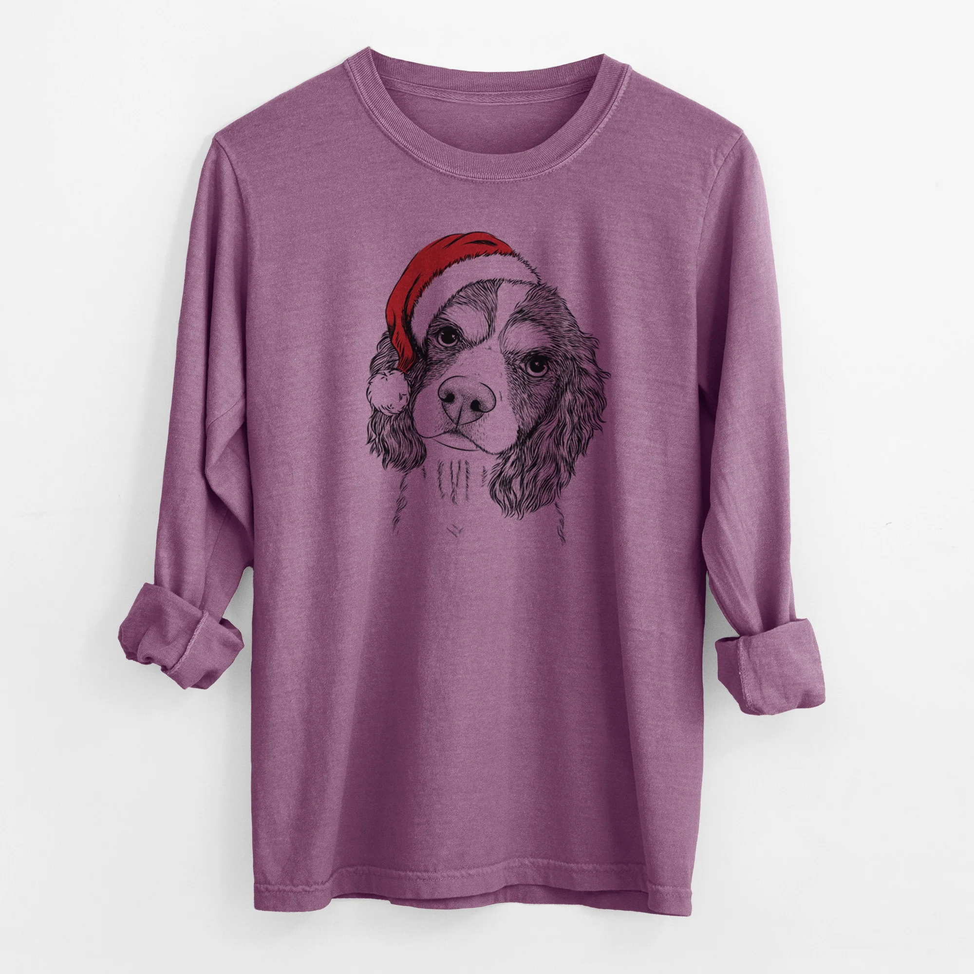 Santa Truman the Cavalier King Charles Spaniel - Men's Heavyweight 100% Cotton Long Sleeve - Image 10