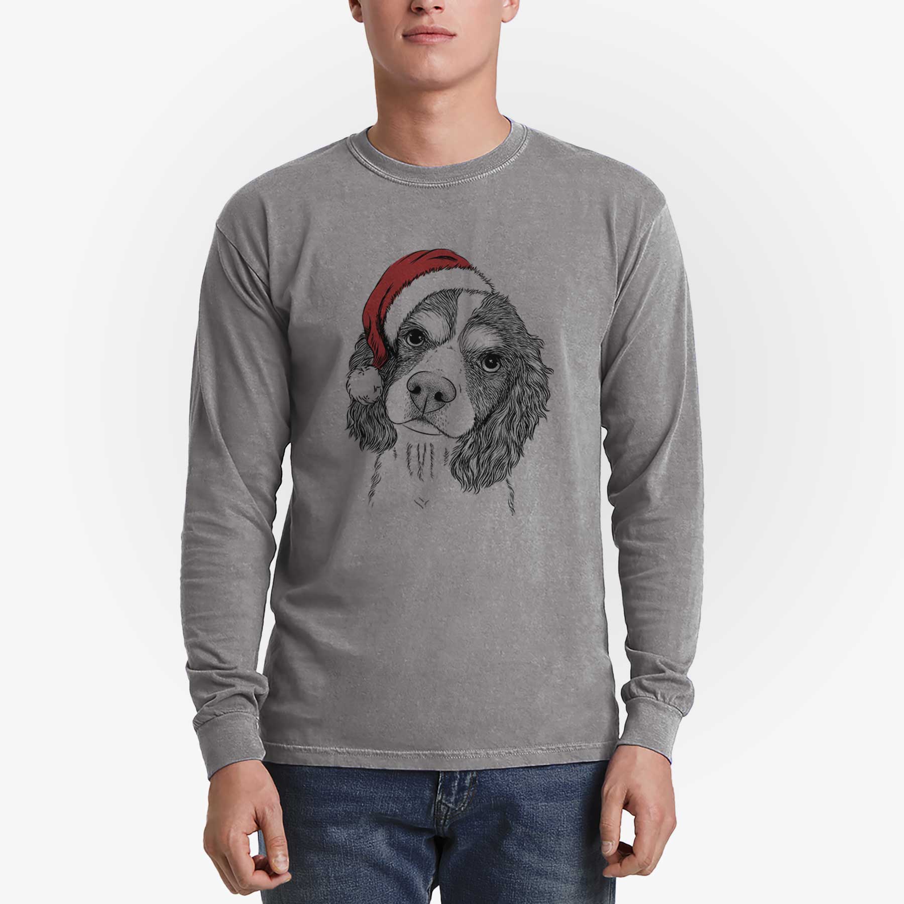 Santa Truman the Cavalier King Charles Spaniel - Men's Heavyweight 100% Cotton Long Sleeve - Image 5